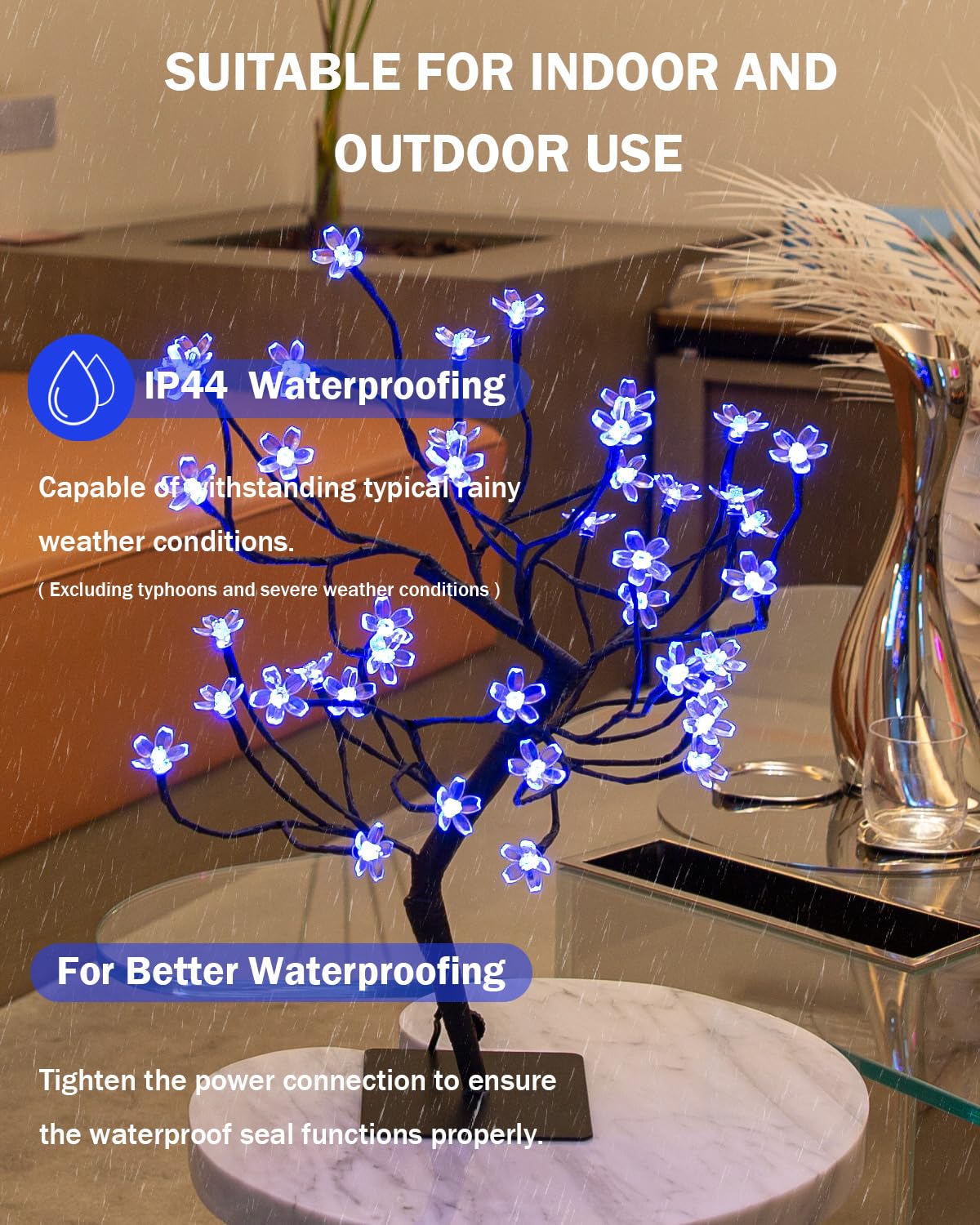 TYBEEU Cherry Blossom Bonsai Tree, 20 Inch RGB Color Changing, Metal Base, DIY Dimming with 24V UL-Listed Adapter
