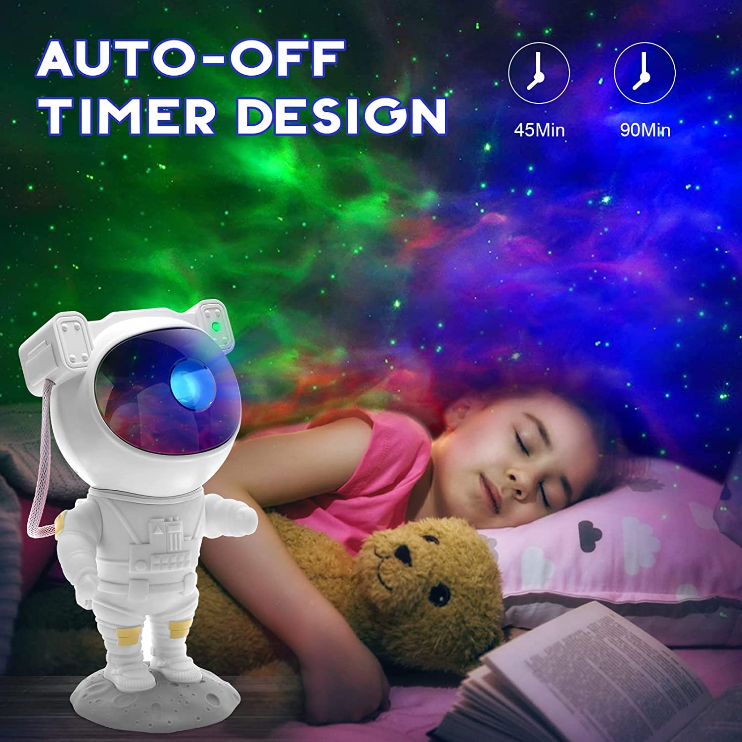 SFOUR Star Projector Galaxy Night Light, Adjustable Head Angle, Astronaut Size, White, Model A-S-123