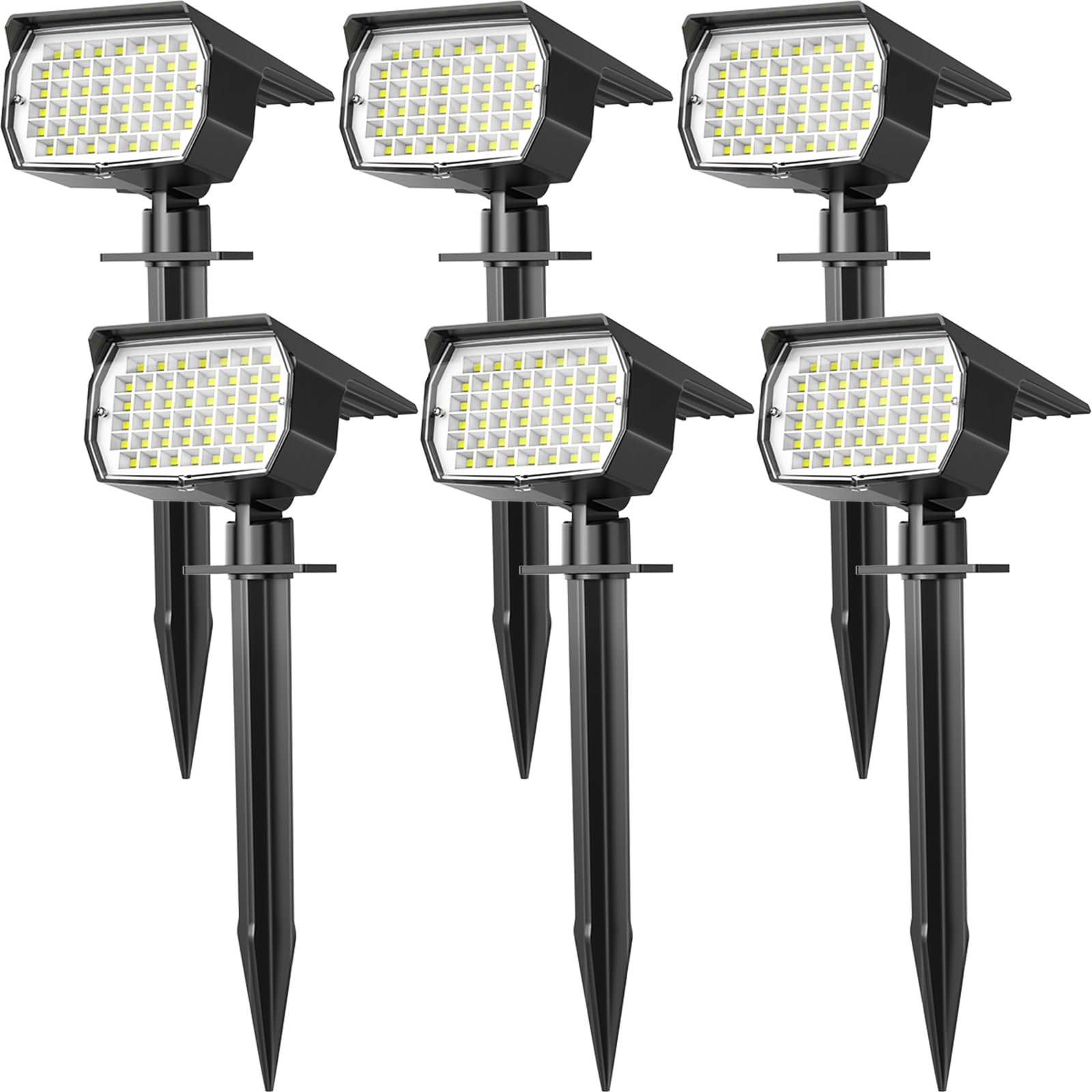 WENATY Solar Spot Lights Outdoor Waterproof IP65, 6 Pack Landscape Spotlights with 46 LEDs, 3 Modes Auto On/Off Solar Powered Fl