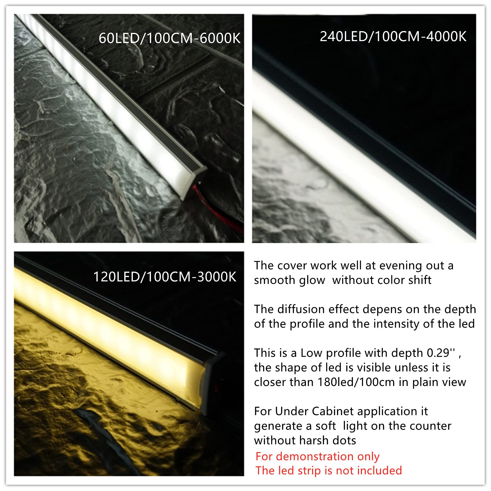 THMOOTHER LED Strip U Channel Diffuser 6-Pack, 1FT Silver Aluminum Track with UV Resistant Milky Cover, Model 17.4-1FT