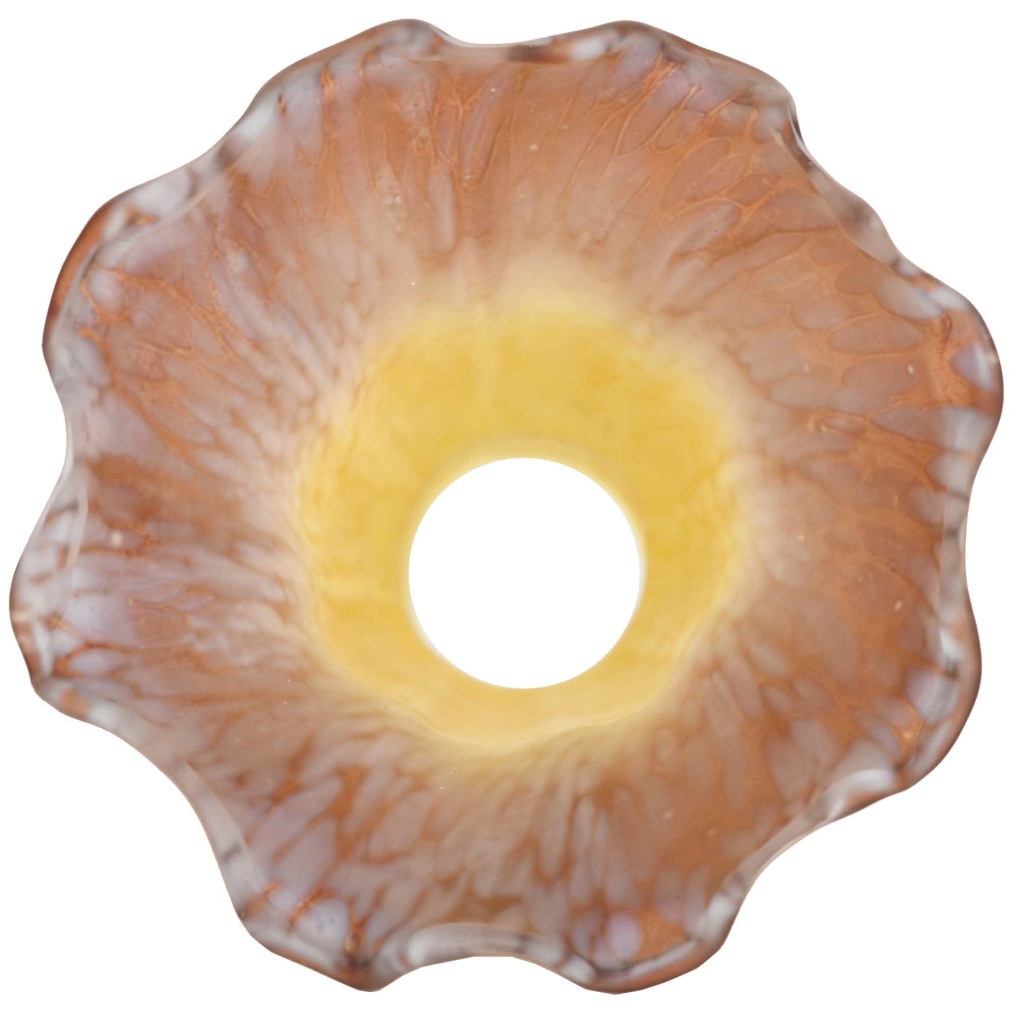 Bieye Blown Glass Lampshade - Lily Flower Design, Yellow Brown, Small I.D. 0.87" x O.D. 1", Model LILYSHADE
