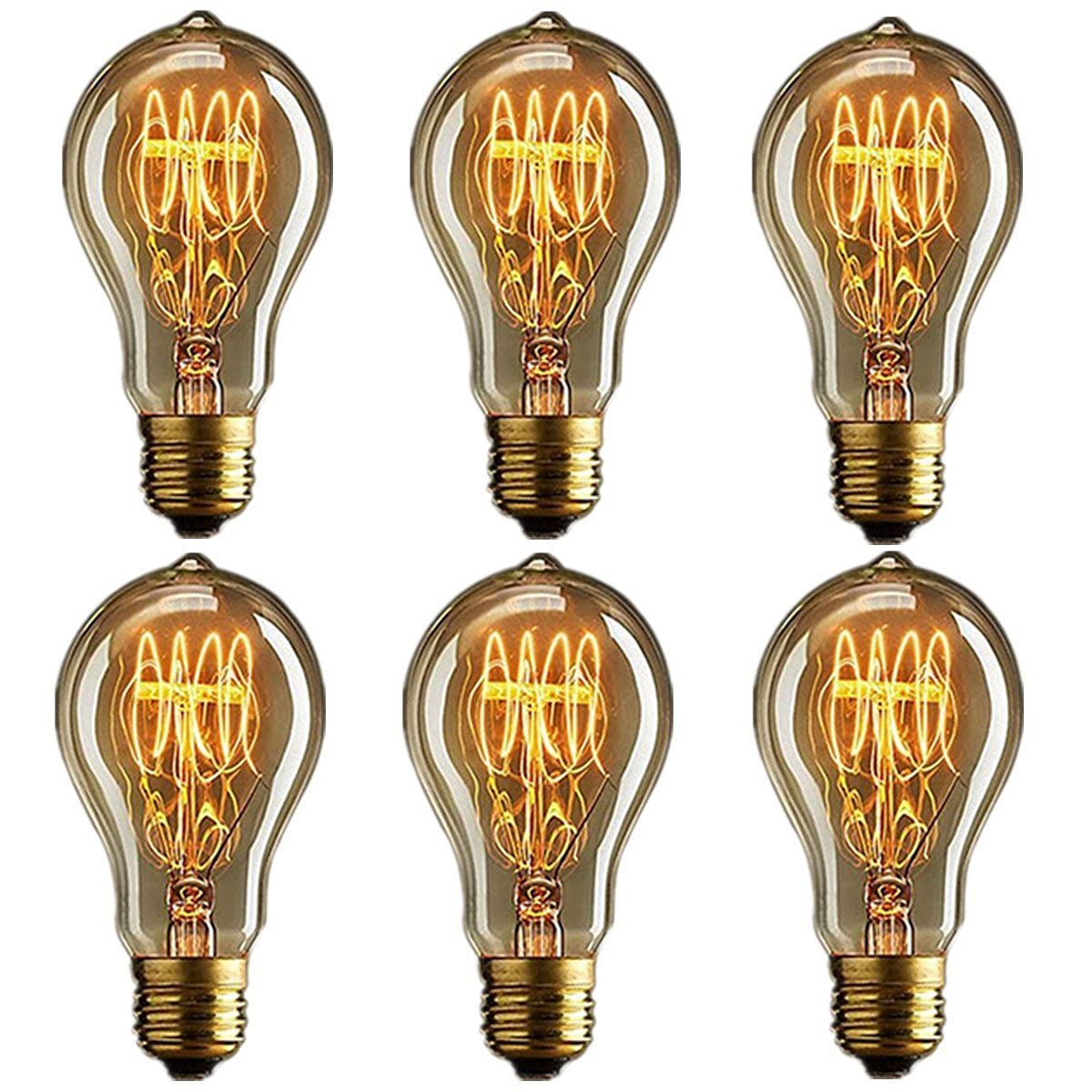 CTKcom A19 Vintage Edison Bulbs,E26 120V 40W Amber Warm Dimmable Vintage Style Incandescent Light Bulbs,Home Light Fixtures Squi