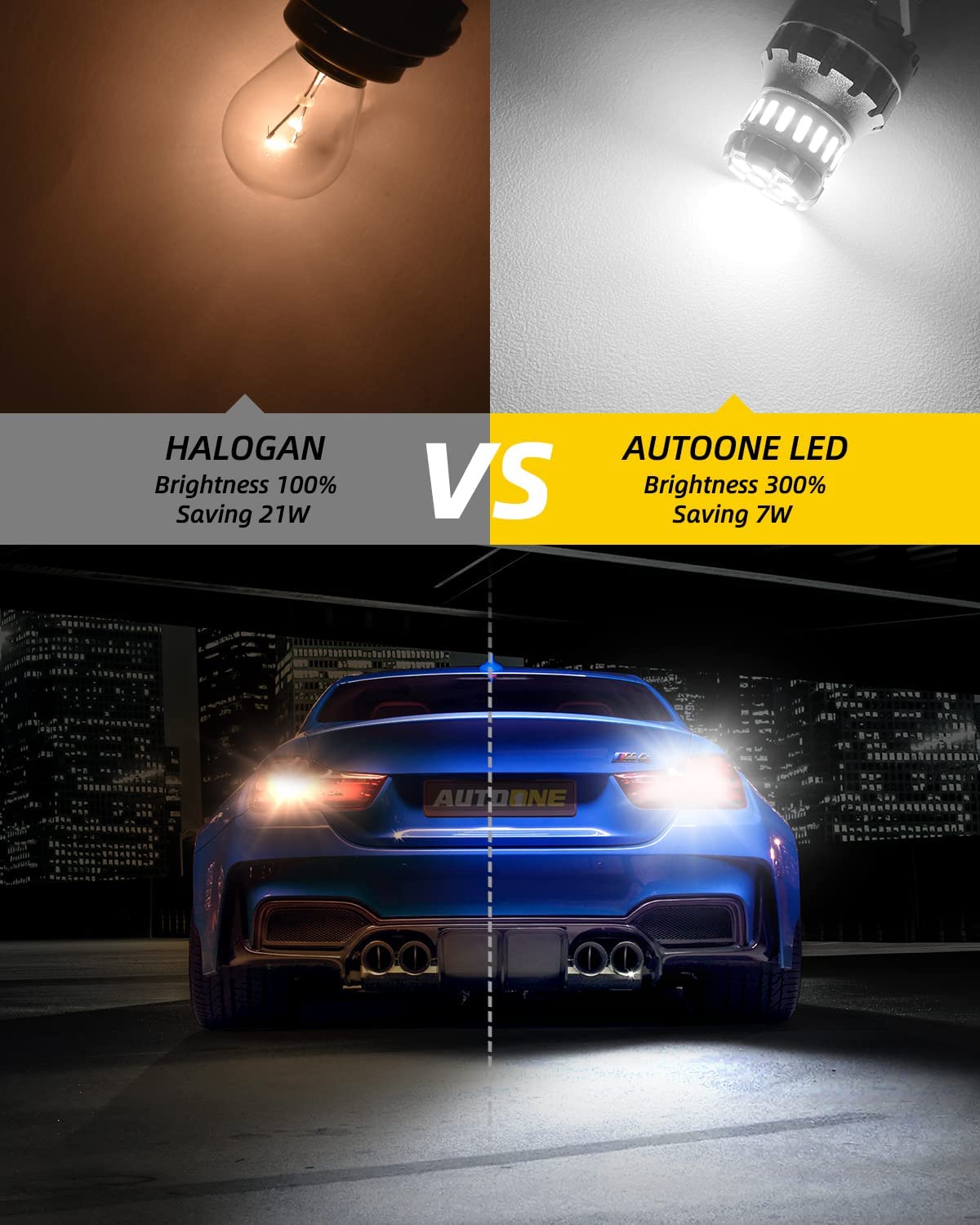 Autoone 1156 Led Bulb, Led Reverse Lights 300% Brighter Ba15S 7506 1003 1141 P21W 6500K White Led Replacement For Backup Light, Tail Light, Pack Of 2