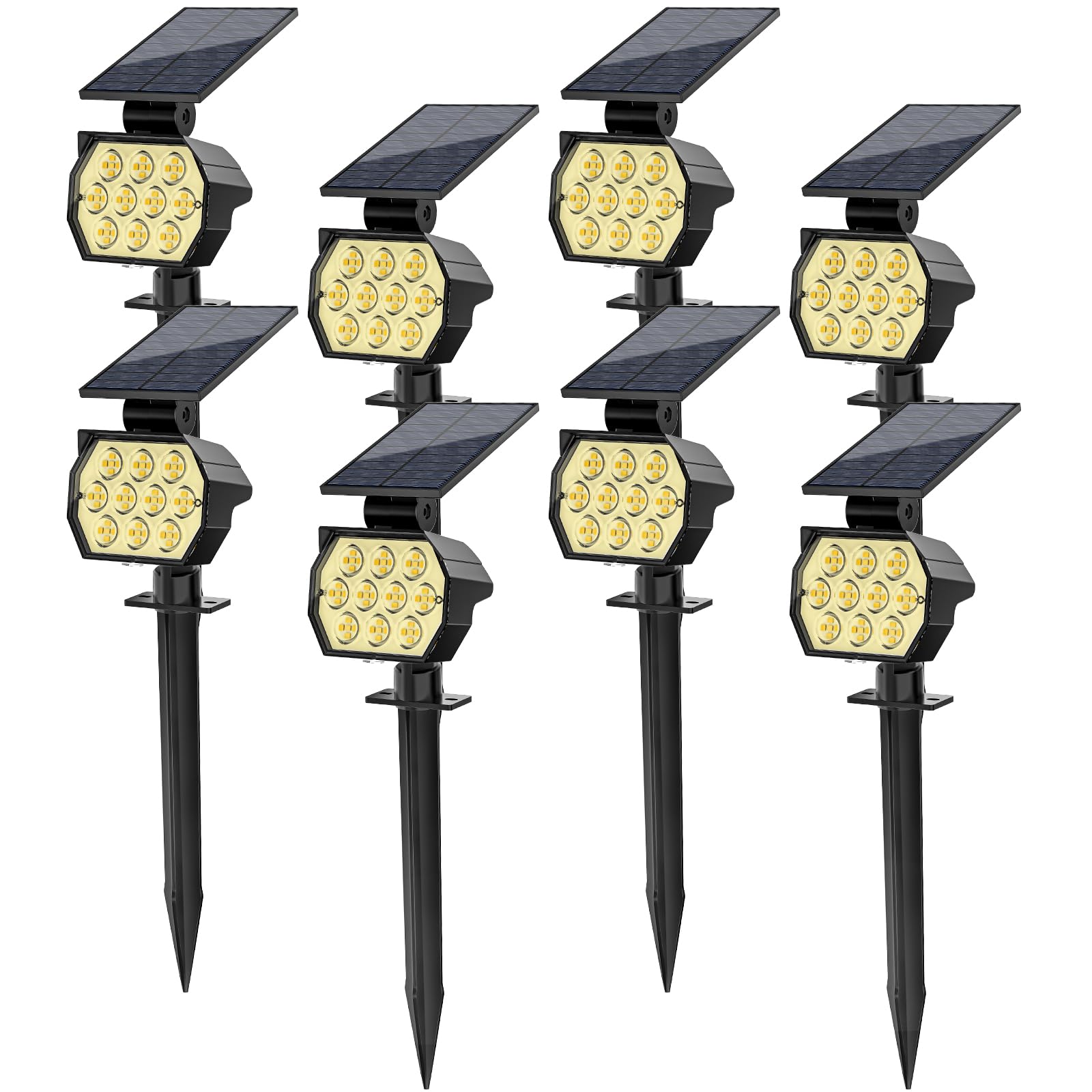 Flaow Solar Spot Lights Outdoor, 8 Pack 50Led Waterproof Ip67, Dusk-To-Dawn Garden Lighting