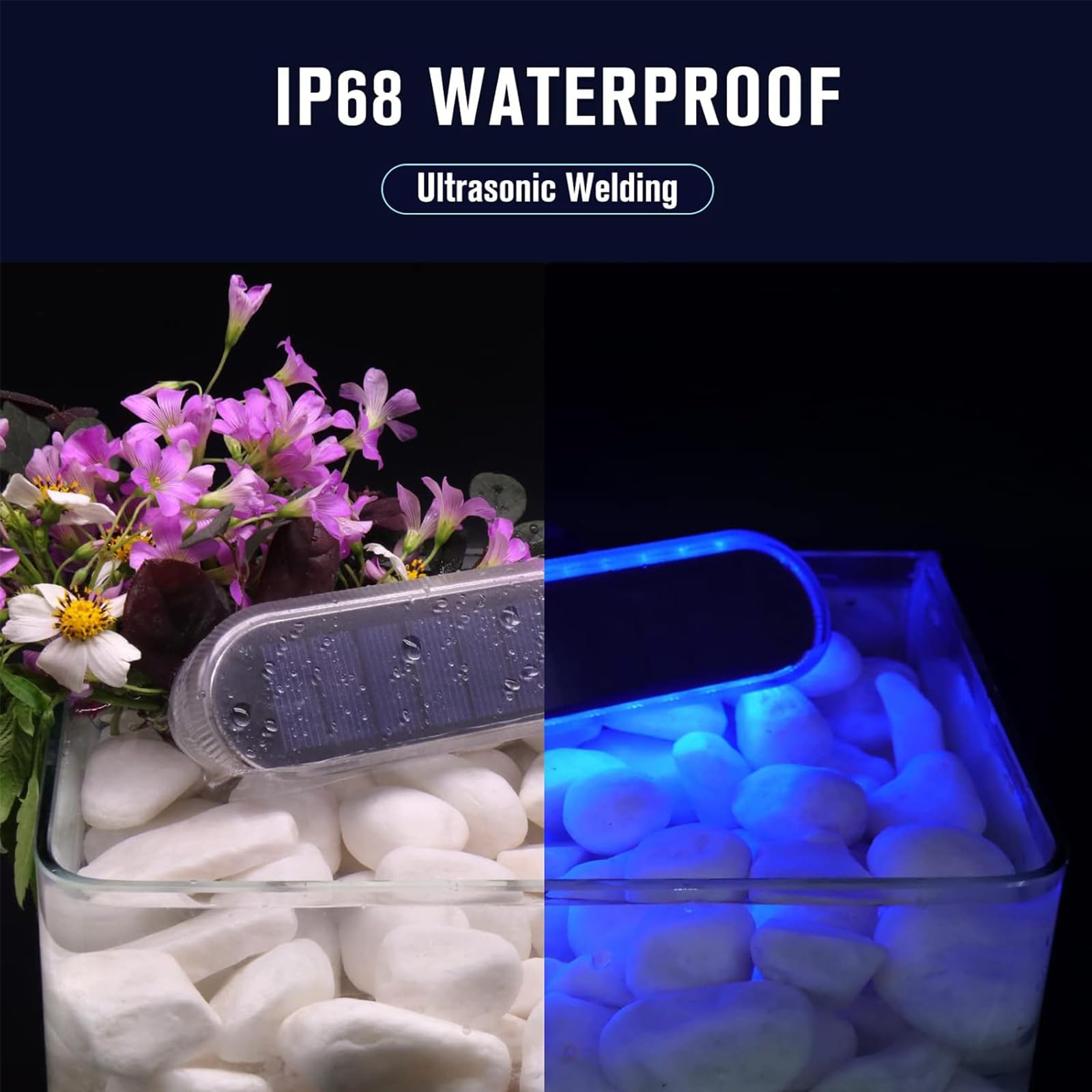 YiLaie Solar Strip Lights Outdoor, Blue, Waterproof, 8 Pack, Polycarbonate, Model HO-SQBSL-8