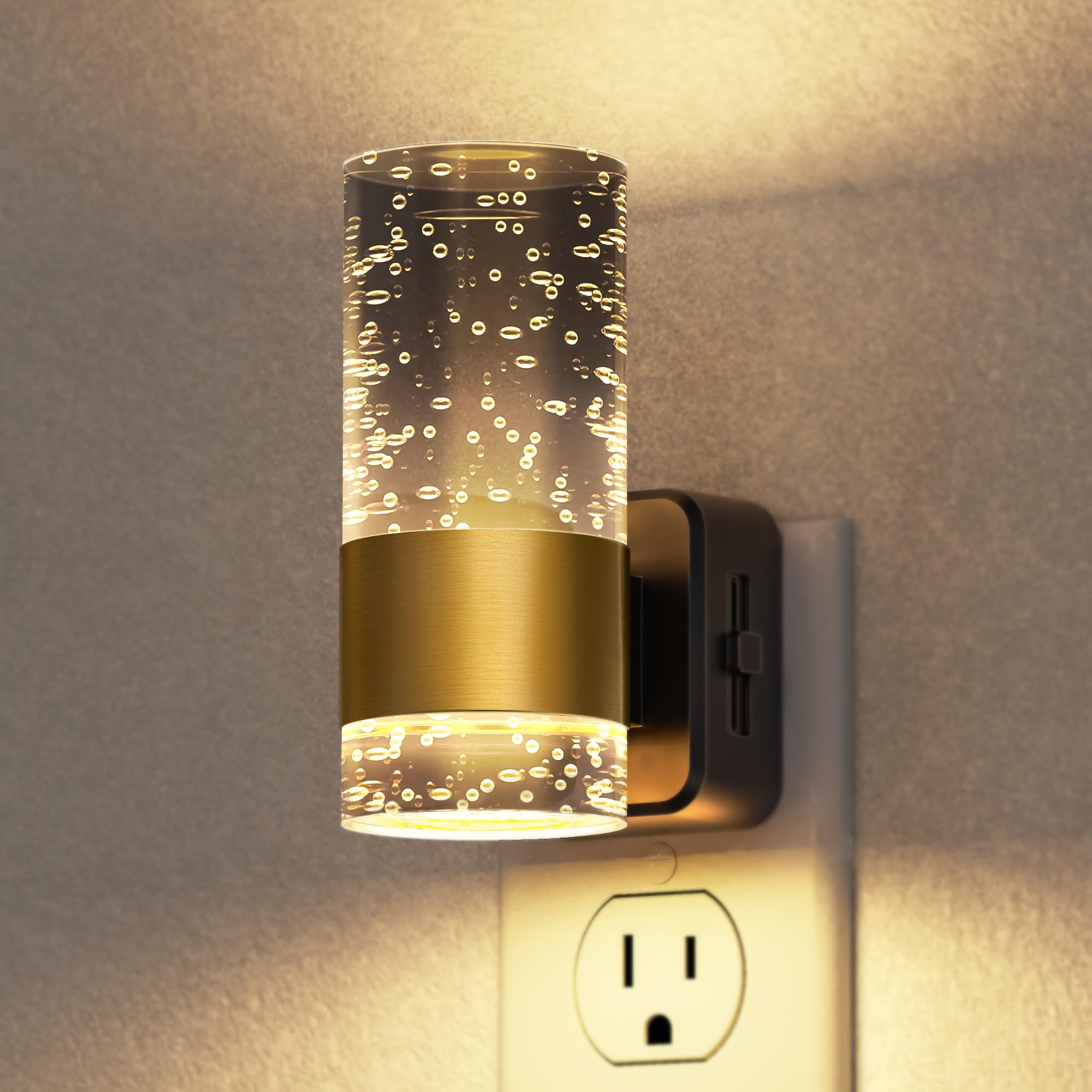 Briignite Night Light  Dimmable Night Lights Plug into Wall  LED Night Light with 0-100 LM Adjustable Brightness  3000K Automatic Plug in Night Lights with Dusk to Dawn Sensor  for Bathroom Hallway