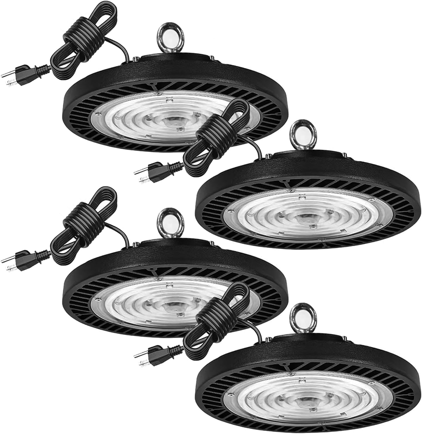 Tiyahomey 200W-4Pack UFO LED High Bay Light,22000lm 6000K Daylight 2000W Equivalent with US Plug Cable LED Garage Lights Commerc