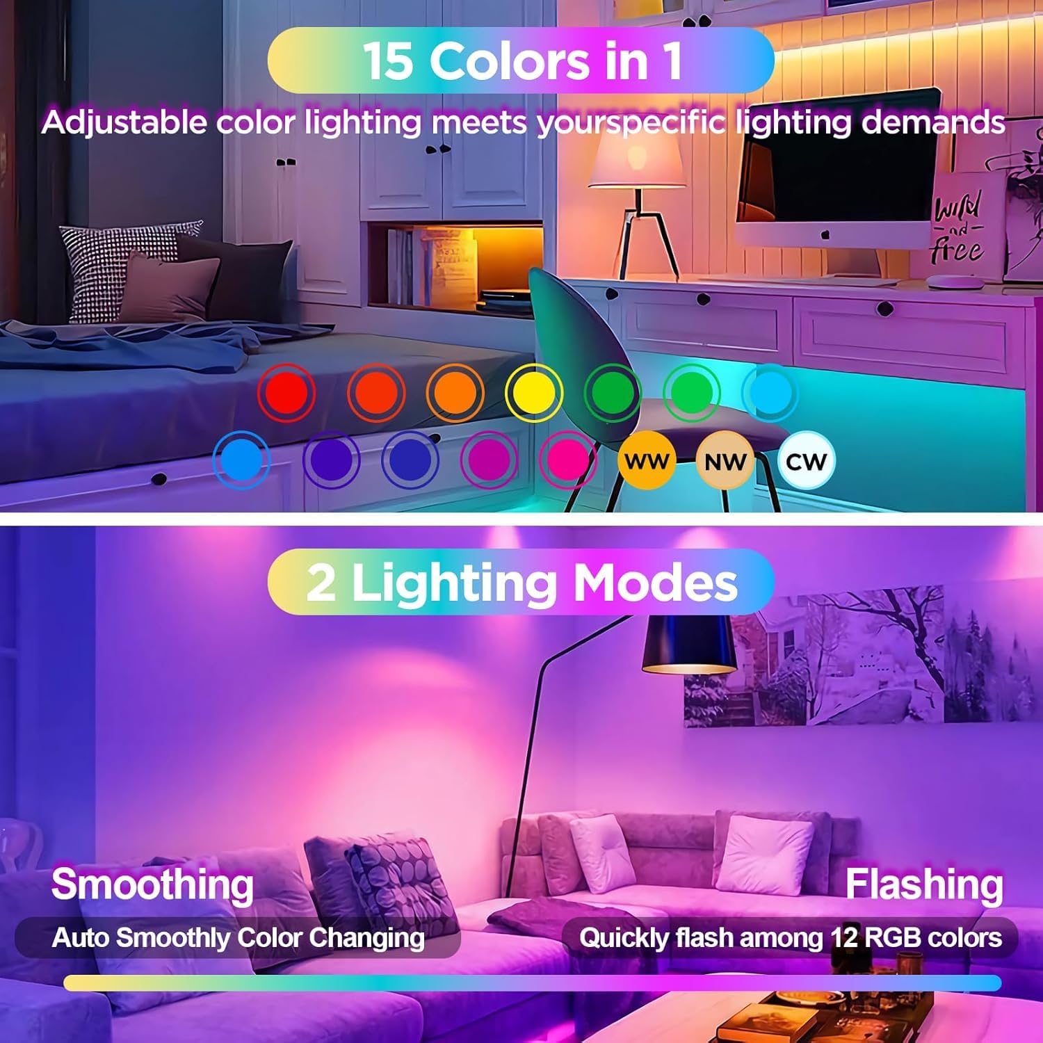 Yochoice Rechargeable LED Bulb 4-Pack, 350LM Dimmable, 12 RGB Colors, Remote Control, Detachable, Model T069-2