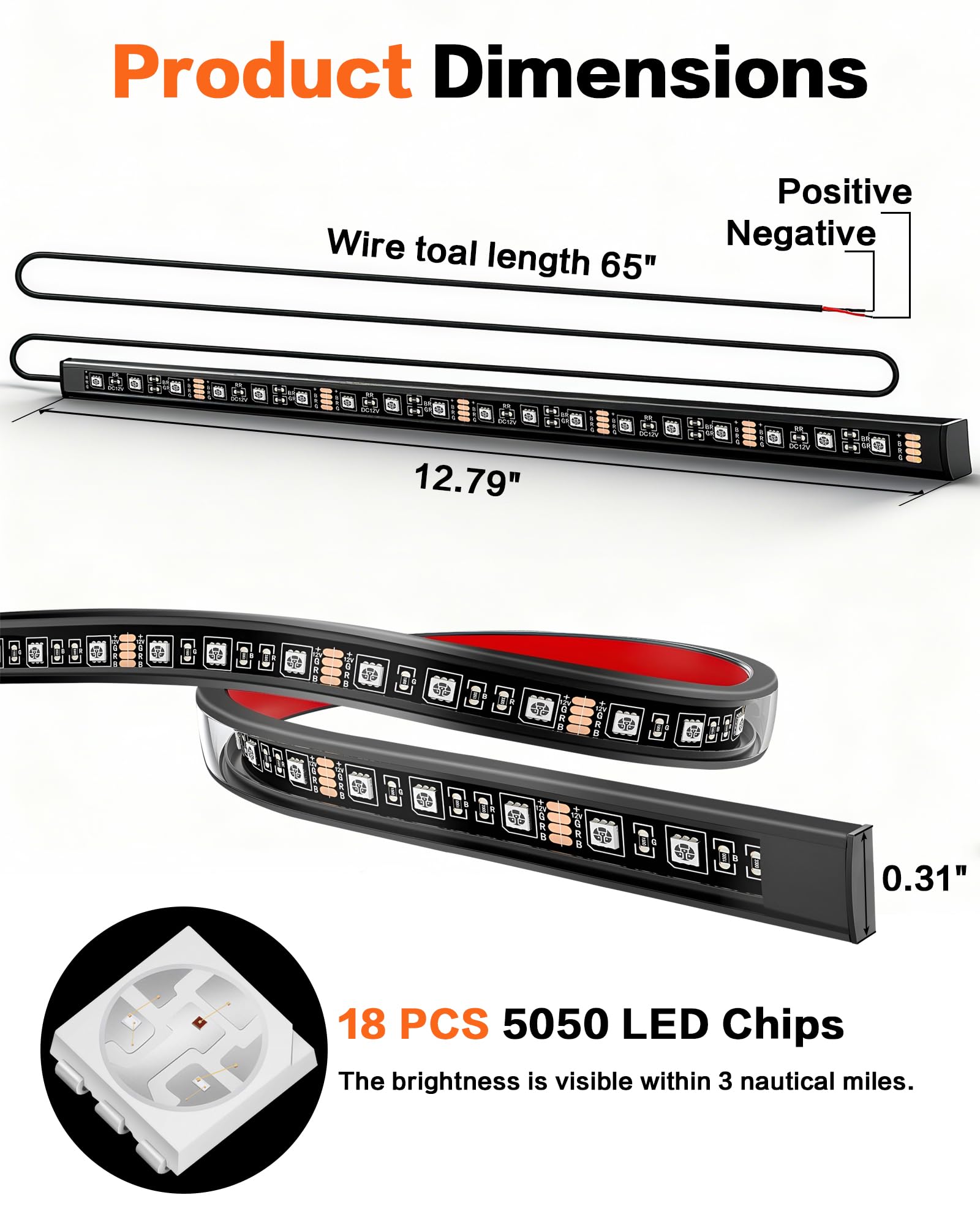 IZTOSS LED Bow Light for Boats - Waterproof Red & Green Navigation Light for Night Fishing, Kayaks, and Yachts