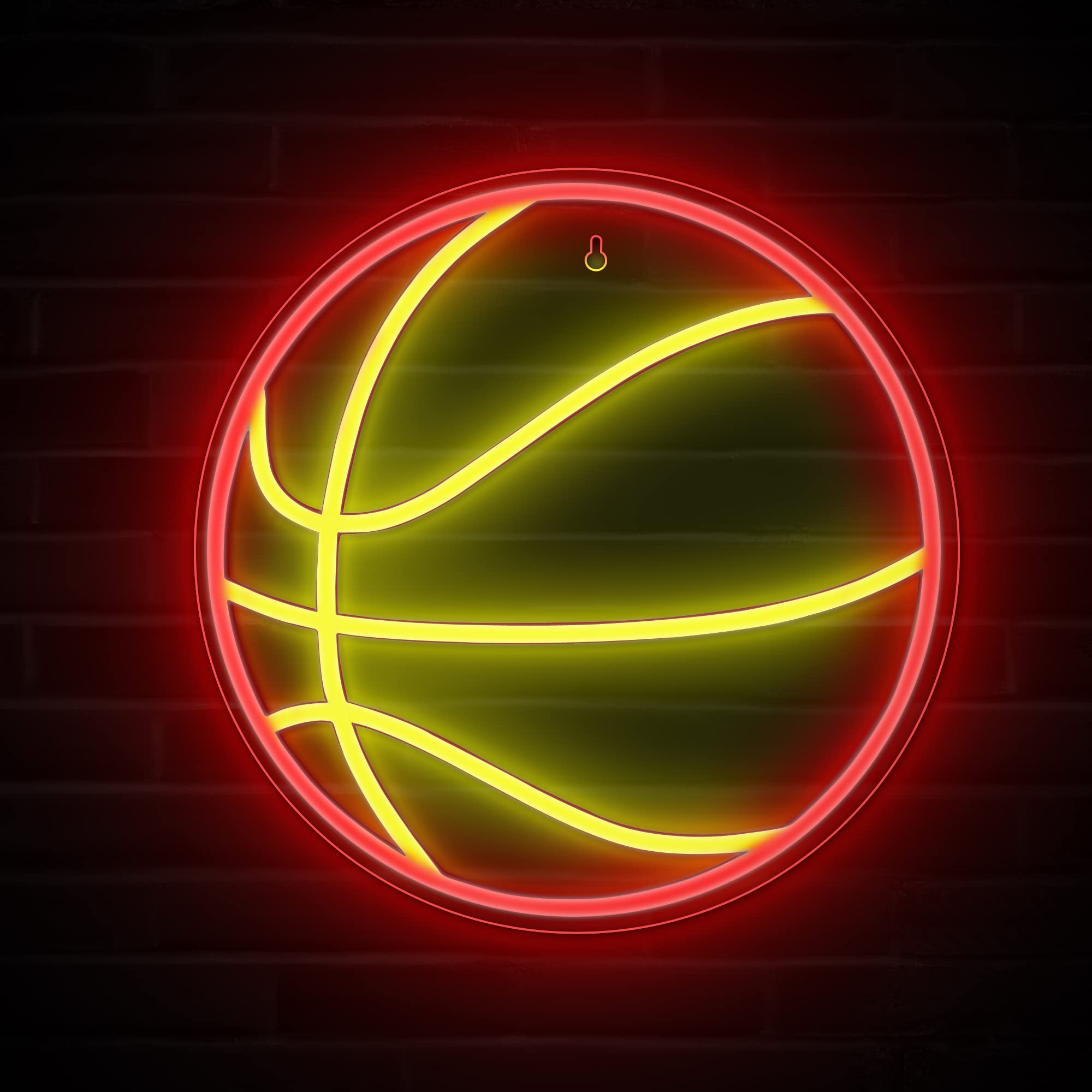 Lumoonosity Basketball Neon Sign - LED Wall Decor for Game Room - Red&Yellow - Model NS-Basketball Red&Yellow