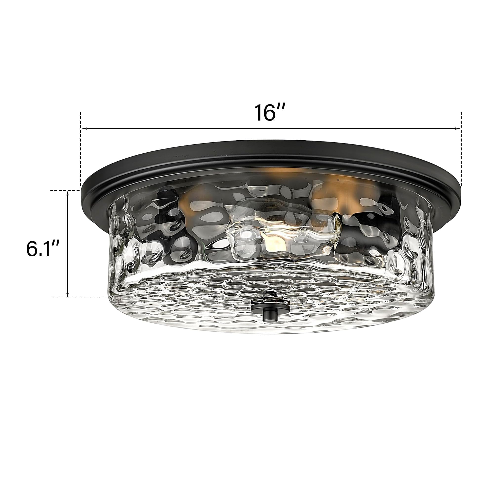 Odeums 16&quot; Black Industrial Flush Mount Ceiling Light, 3-Light Fixture For Kitchen & Living Room