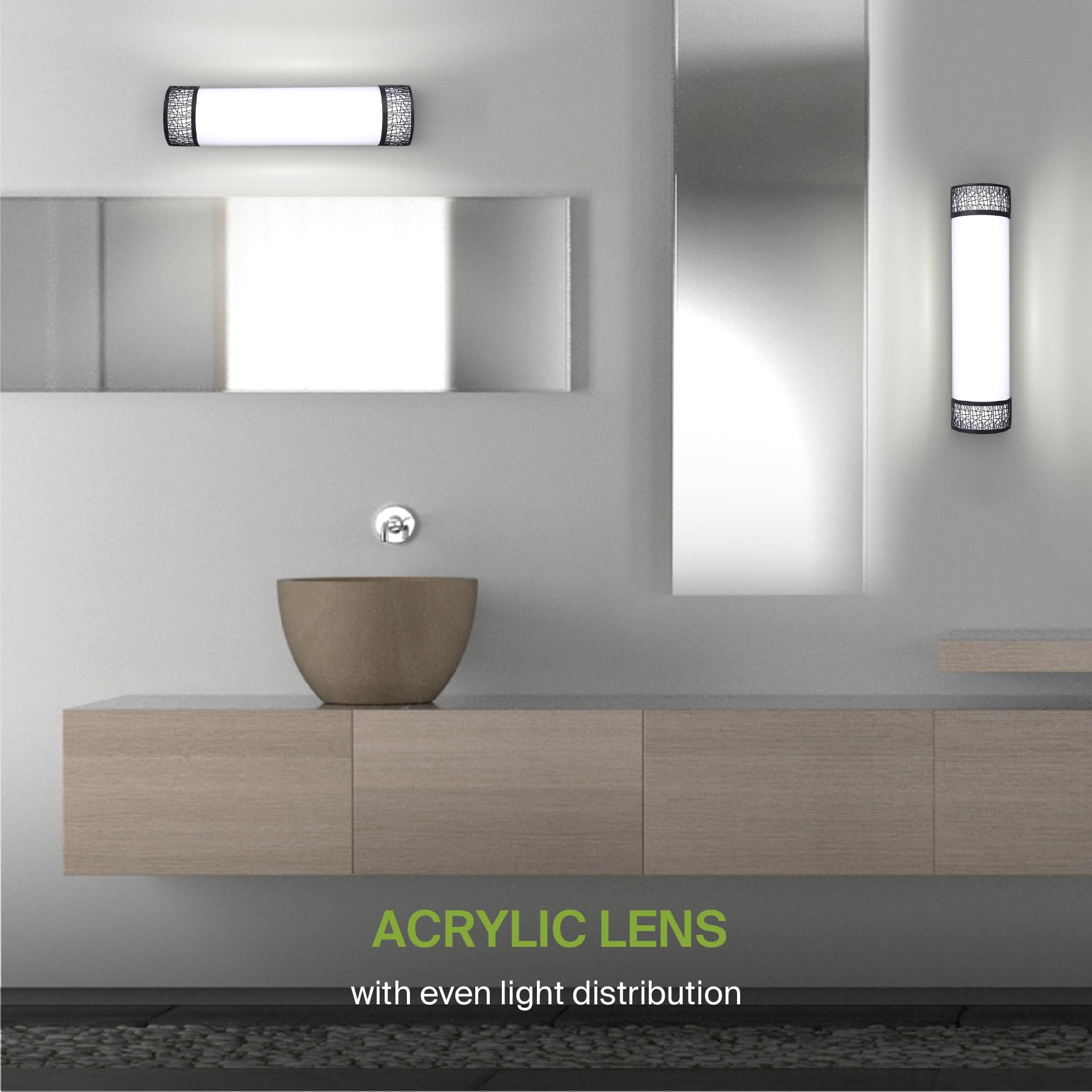 ASD 18 Inch LED Bathroom Vanity Light - Dimmable 20W, Adjustable 2700K-5000K, Matte Black, 4 Pack, Model A-LVF-LF18