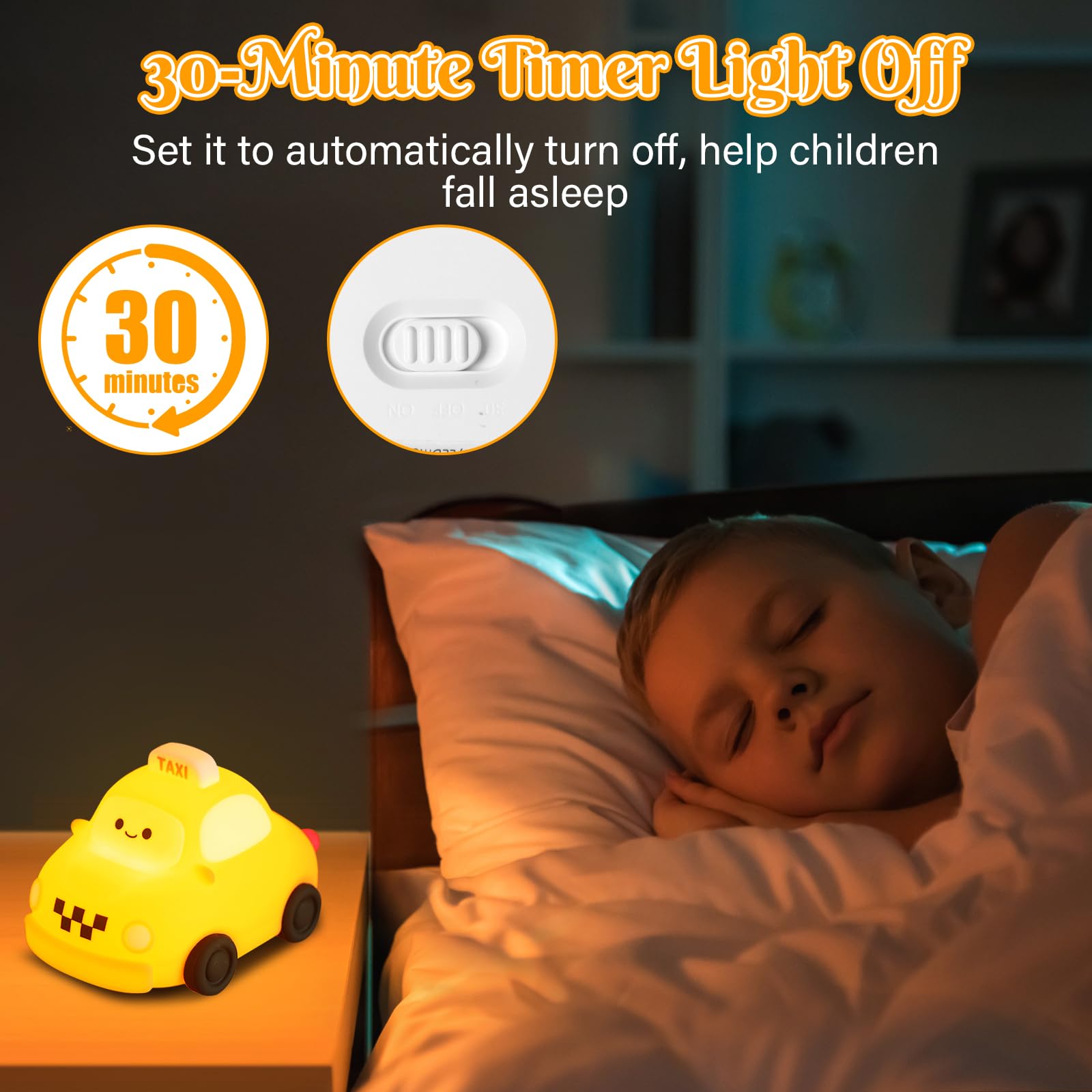 Car Night Light For Kids, 3 Level Led Dimmable Lamp With Soft Touch, Rechargeable Nightlight For Kids Room, Cute Silicone Nurser