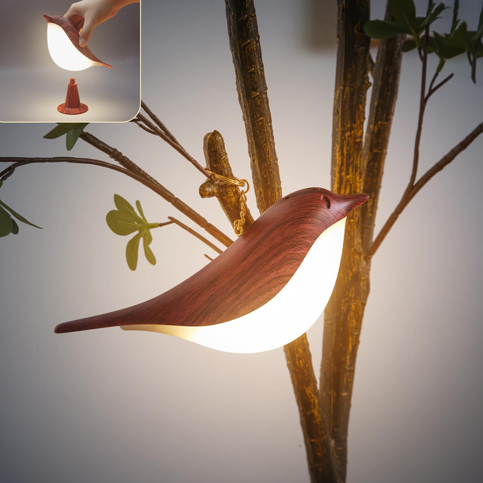 Ym Dragon Small Bird Table Lamp, Cordless Bedside Lamps, Battery Operated Lamp With 3 Color Temperatures, Dimmable Bird Night Li