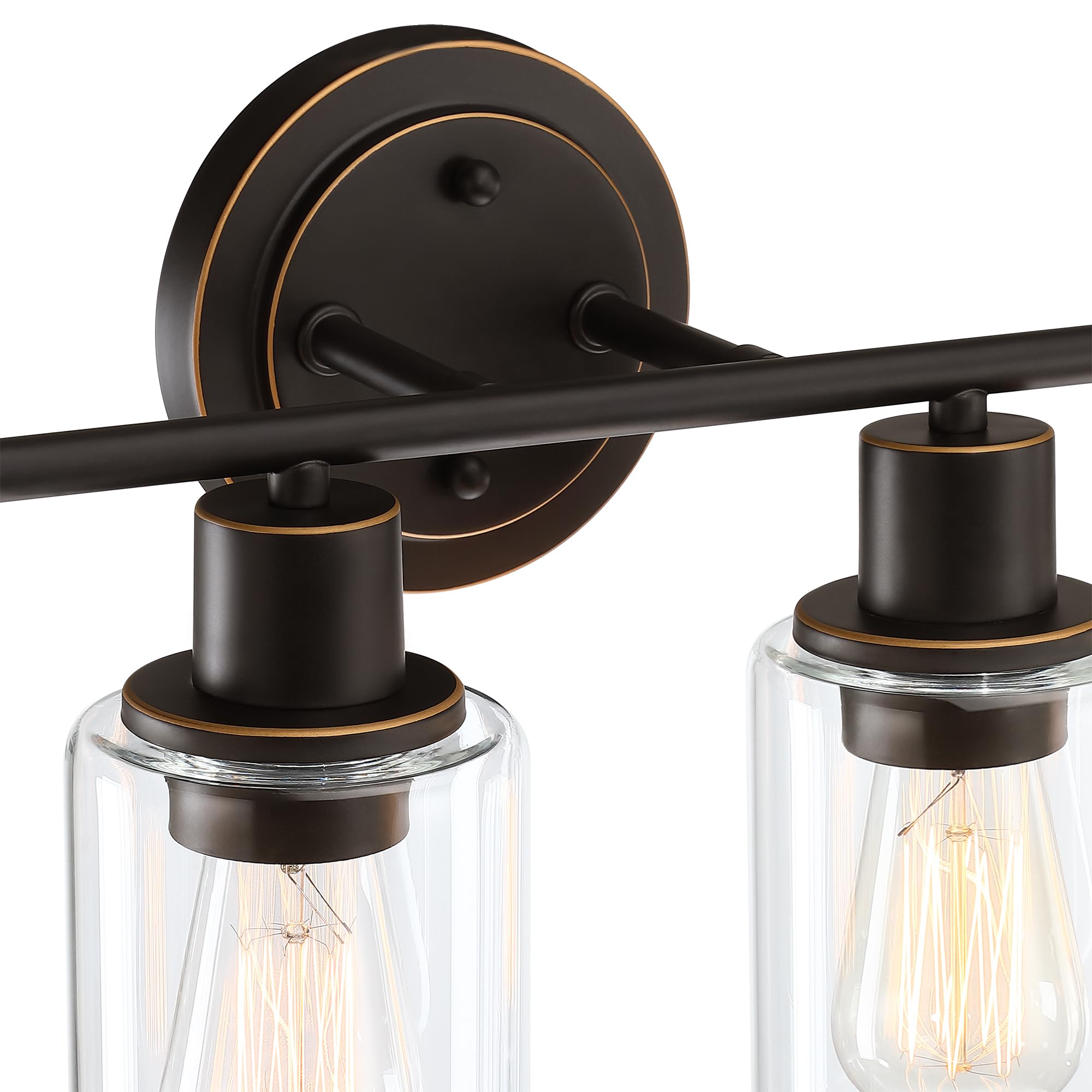 Faymart 4-Light Bathroom Light Fixture, Oil Rubbed Bronze, Glass & Metal, Model 748327231379