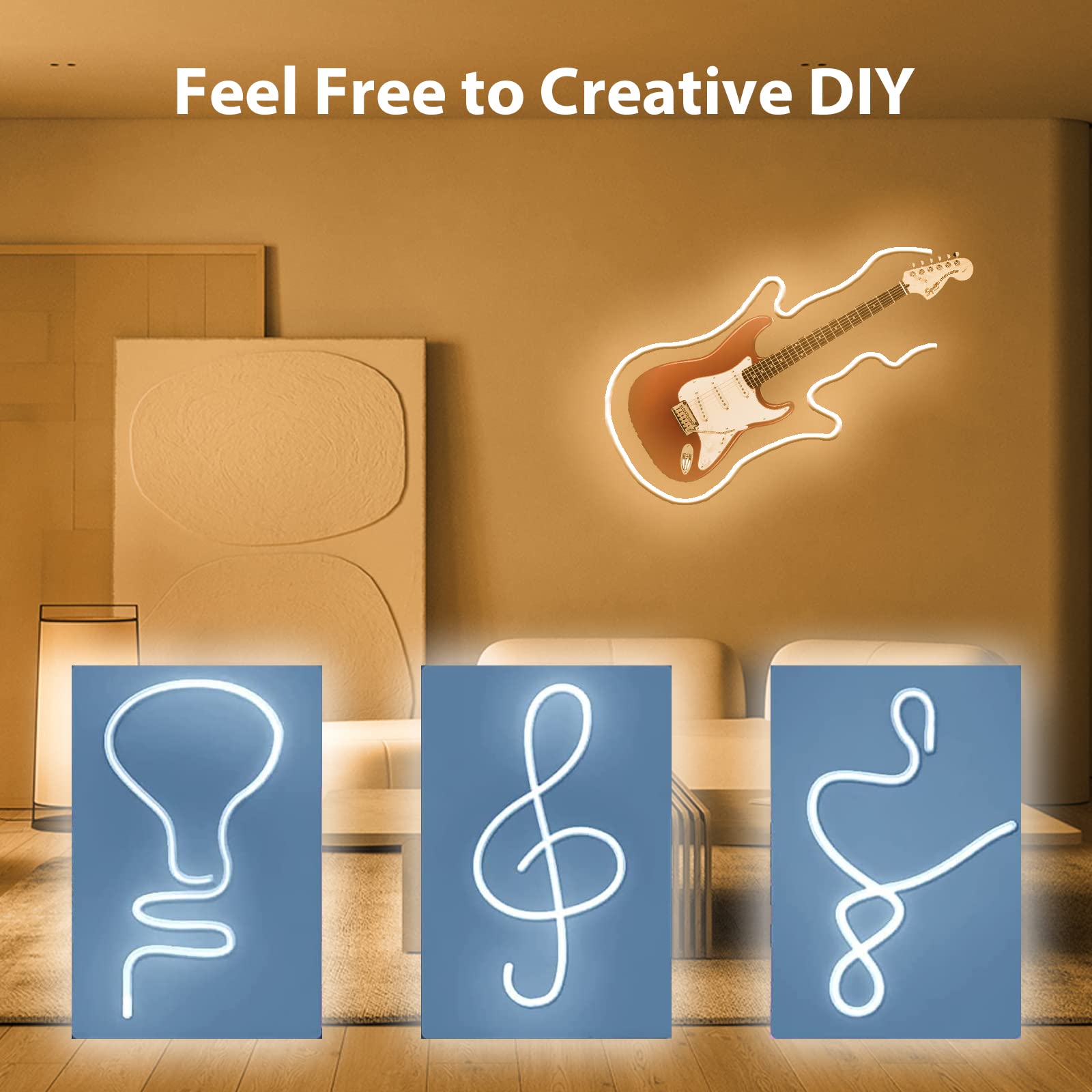 Lucienstar Neon LED Strip Lights, 12V DC, 16.4ft, IP65 Waterproof, Dimmable, Warm White, Model LC-612