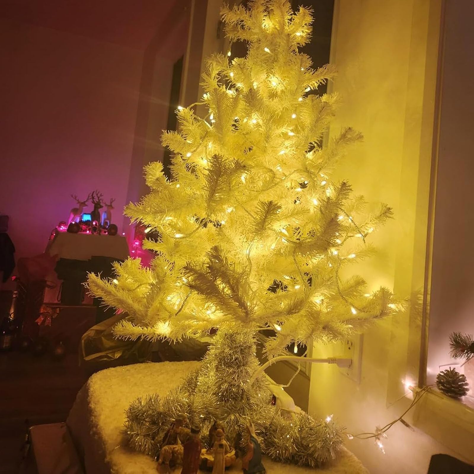 Vtechology 66Ft 200Led Warm White Christmas Lights Plug In,Waterproof Christmas Tree Lights,8 Modes String Lights Indoor Outdoor For Halloween Tree Party Bedroom Garden Decor (Clear Wire)