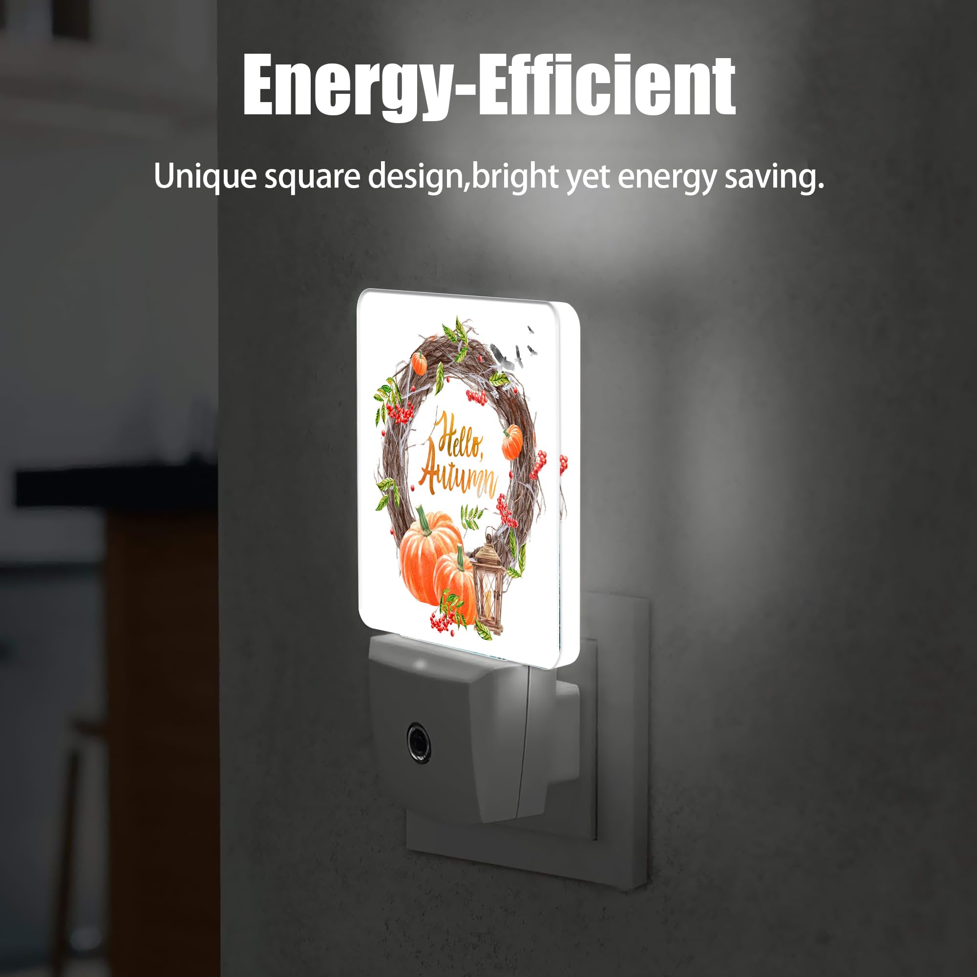 Jopowide Pumpkin Night Light with Dusk to Dawn Sensor, Warm Glow, Model SBD04, Hello Autumn Color, Ideal for Bedroom and Hallway