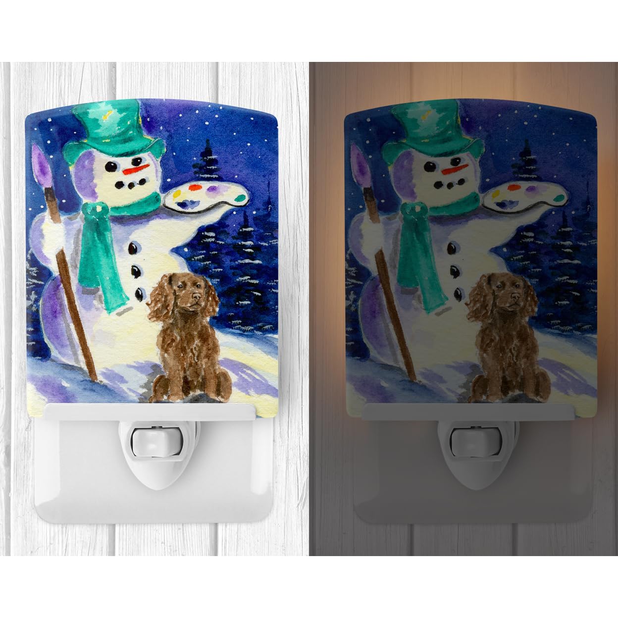 Carolines Treasures Ceramic Night Light, Snowman with Boykin Spaniel, UL-Certified, 6x4x3in, Multicolor, Model SS1001CNL
