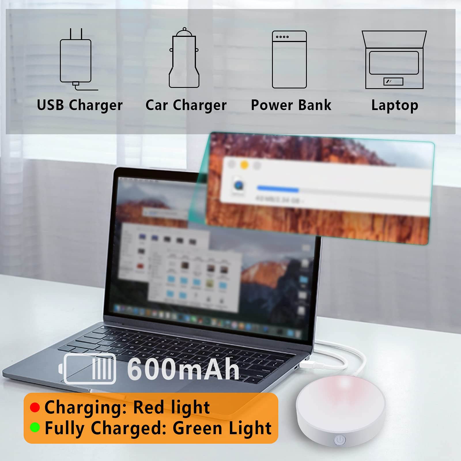Lavaed 4 Pack Motion Sensor Puck Lights Indoor Led Closet Lights Usb Rechargeable Battery Powered Night Light 9Leds 3000K Dimmab