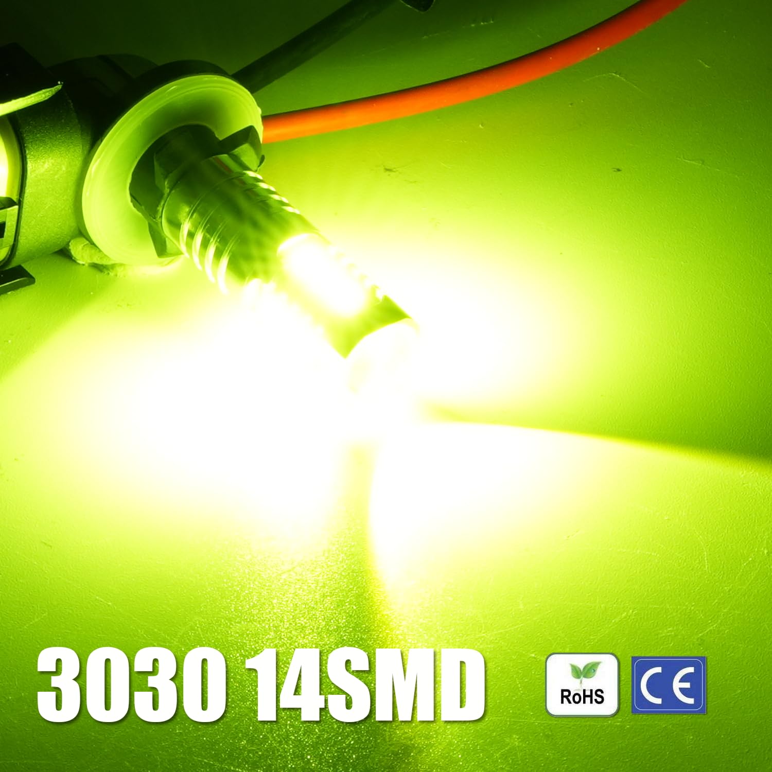 KISLED 881 LED Fog Light Bulb, Extremely Bright Projector DRL, High Power 3030 Chips, Lemon Green