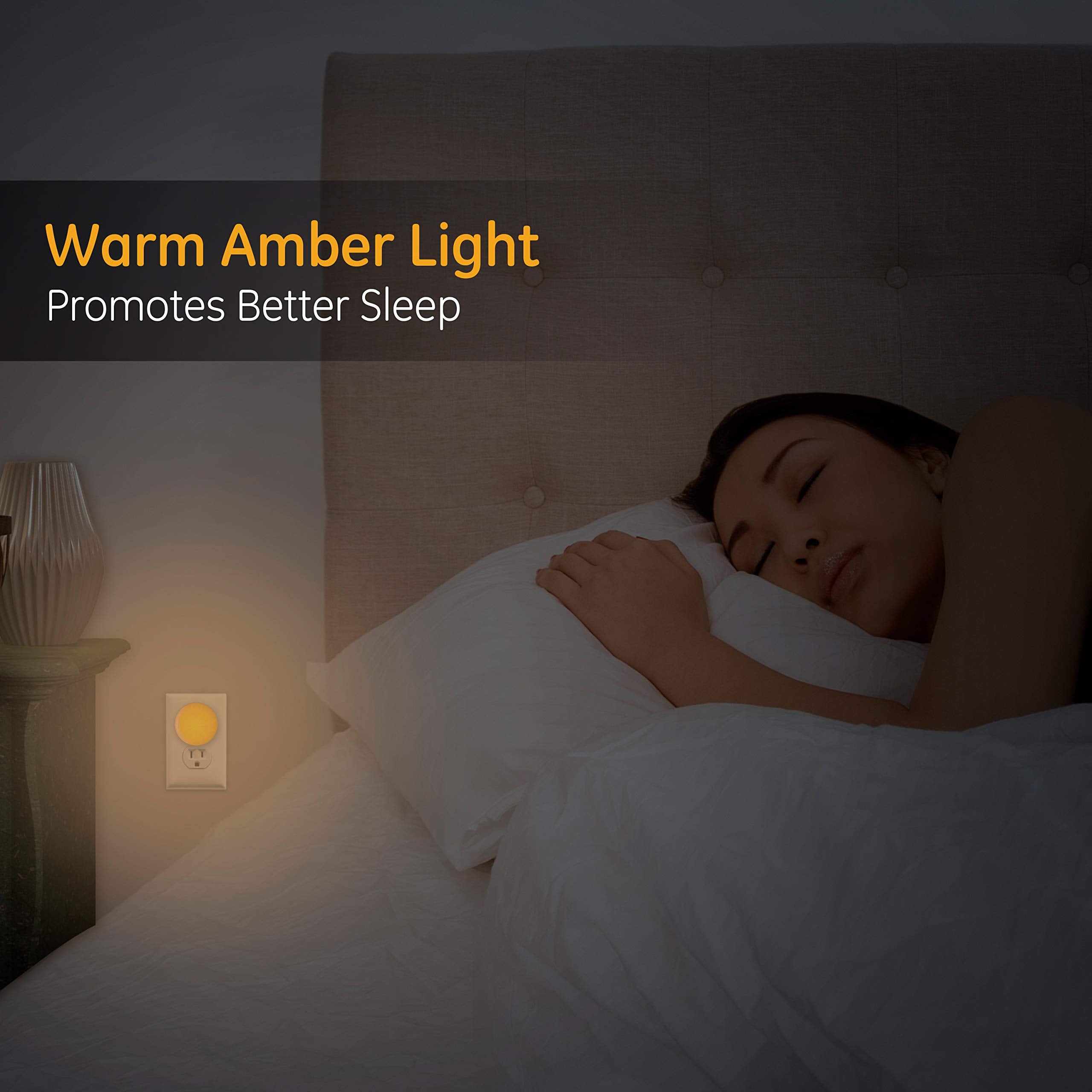 Ge Sleeplite Led Night Light, 2 Pack, Dusk-To-Dawn Sensor, Sleep Light, Dim Light, Warm Amber, Compact, Ideal For Bedroom, Nurse