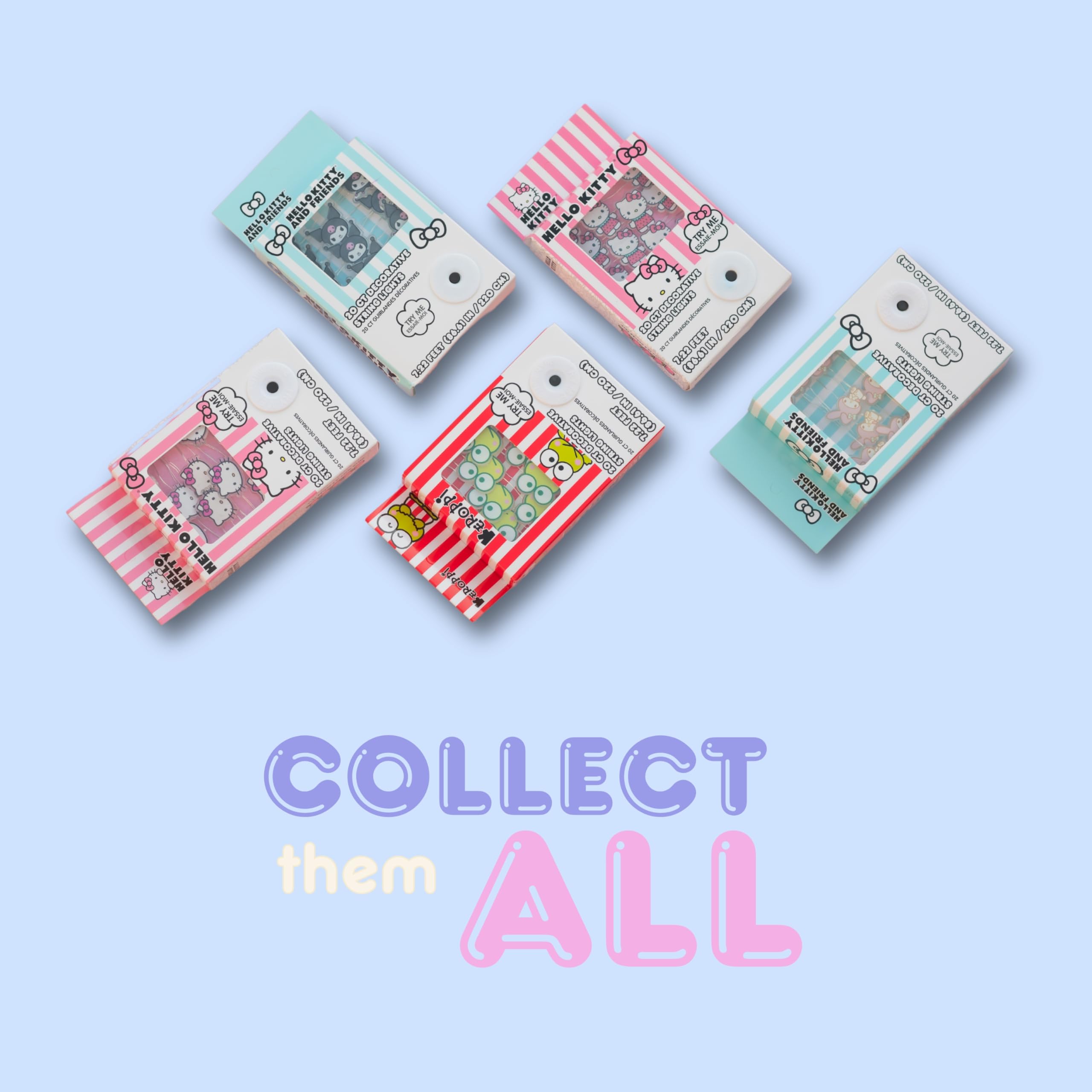 Silver Buffalo Sanrio Hello Kitty Face with Red Bow 20ct Decorative String Lights, 7 Feet Long, Battery Powered (2 AA Batteries