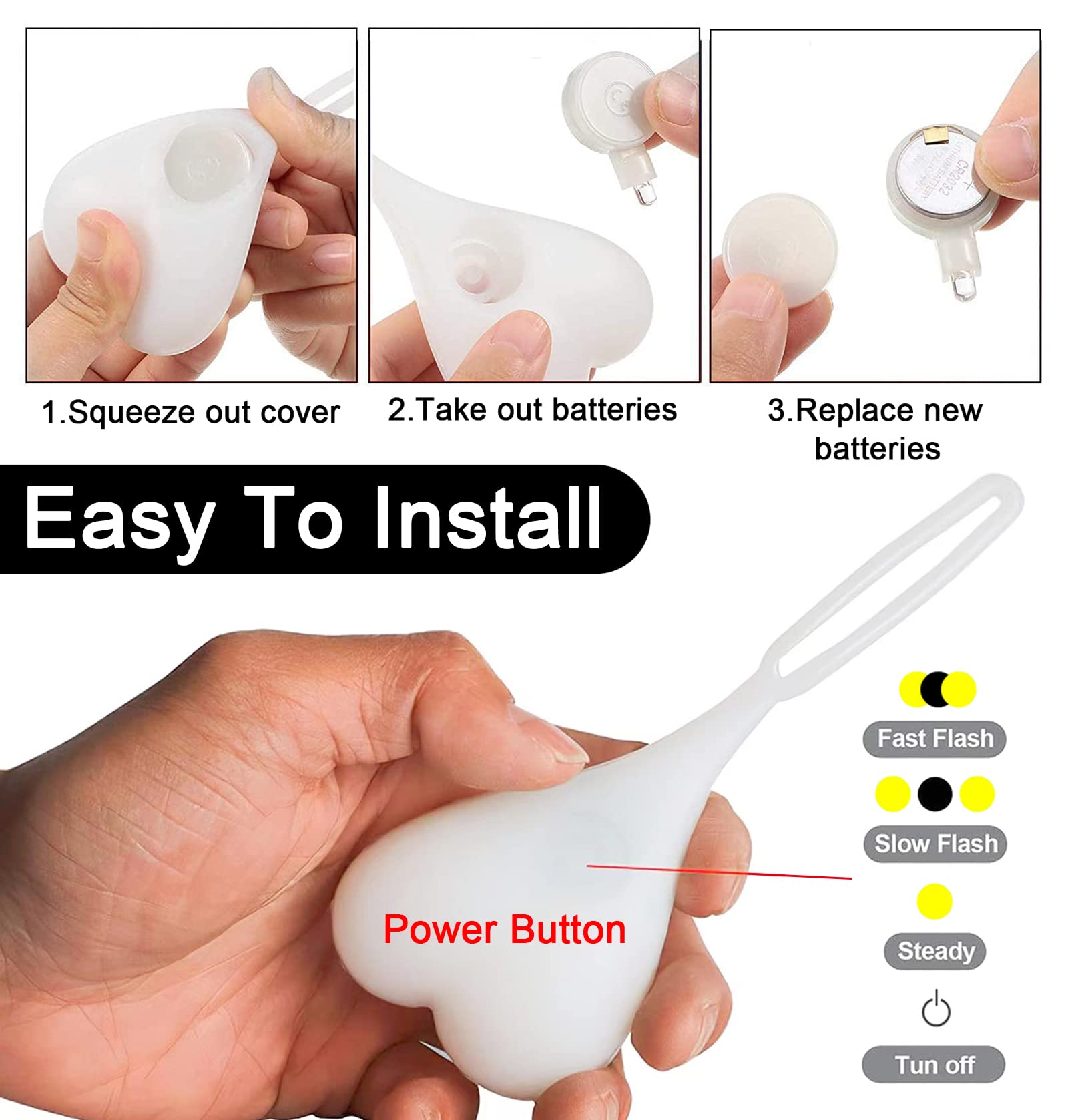 Yuerwover Bike Balls Tail Light Silicone Cycling Creative Night Essential Reflectors Waterproof Led Warning Rear Light Heart Shaped Bicycle Seat Back Egg Lamp For Truck(Colorful)