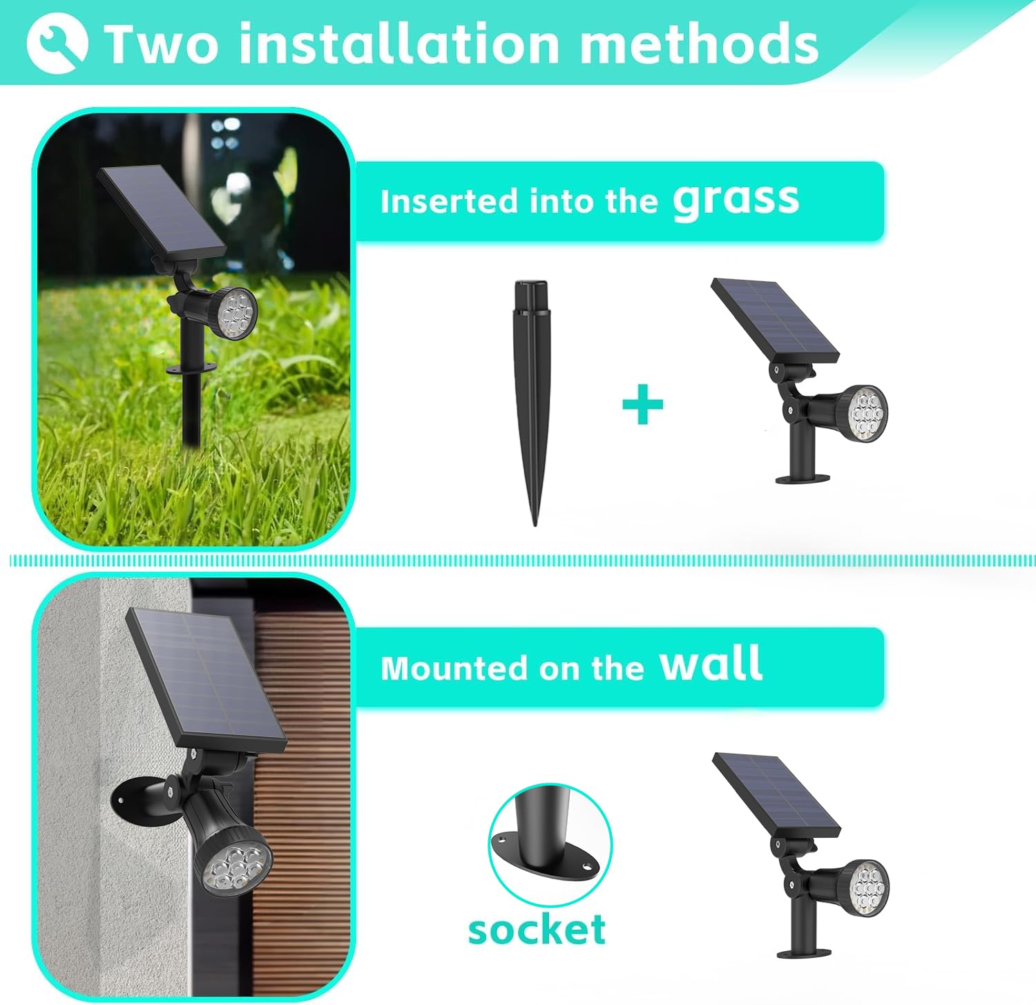 Hruuroo Outdoor Solar Spotlight, 30 Leds Solar Lights, Auto On/Off With 3 Modes, Ip63 Waterproof Landscape Lighting, 4Pack White