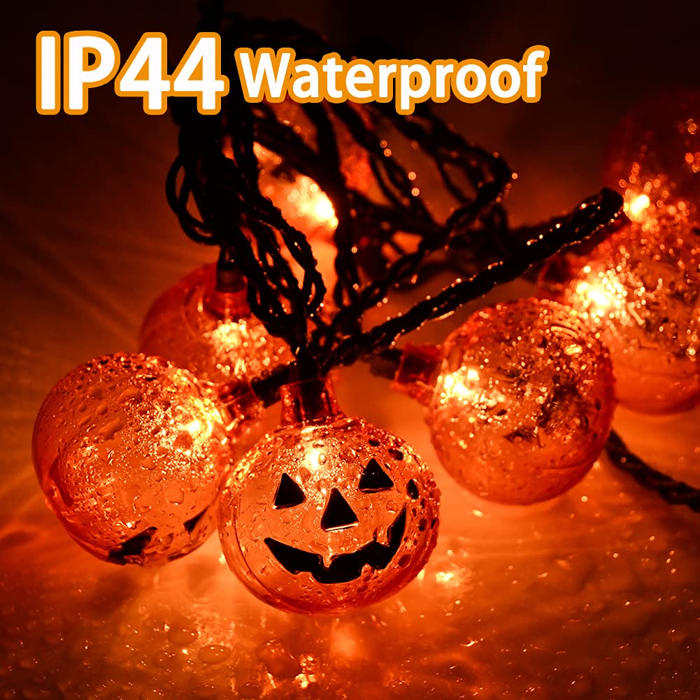 Pallerina 8.5Ft Pumpkin String Lights With 14 Lights Bulbs, Halloween String Lights For Outdoor Pumpkin Decorations, Halloween Pumpkin Light For Haunted House, Carnival, Masquerade Decor