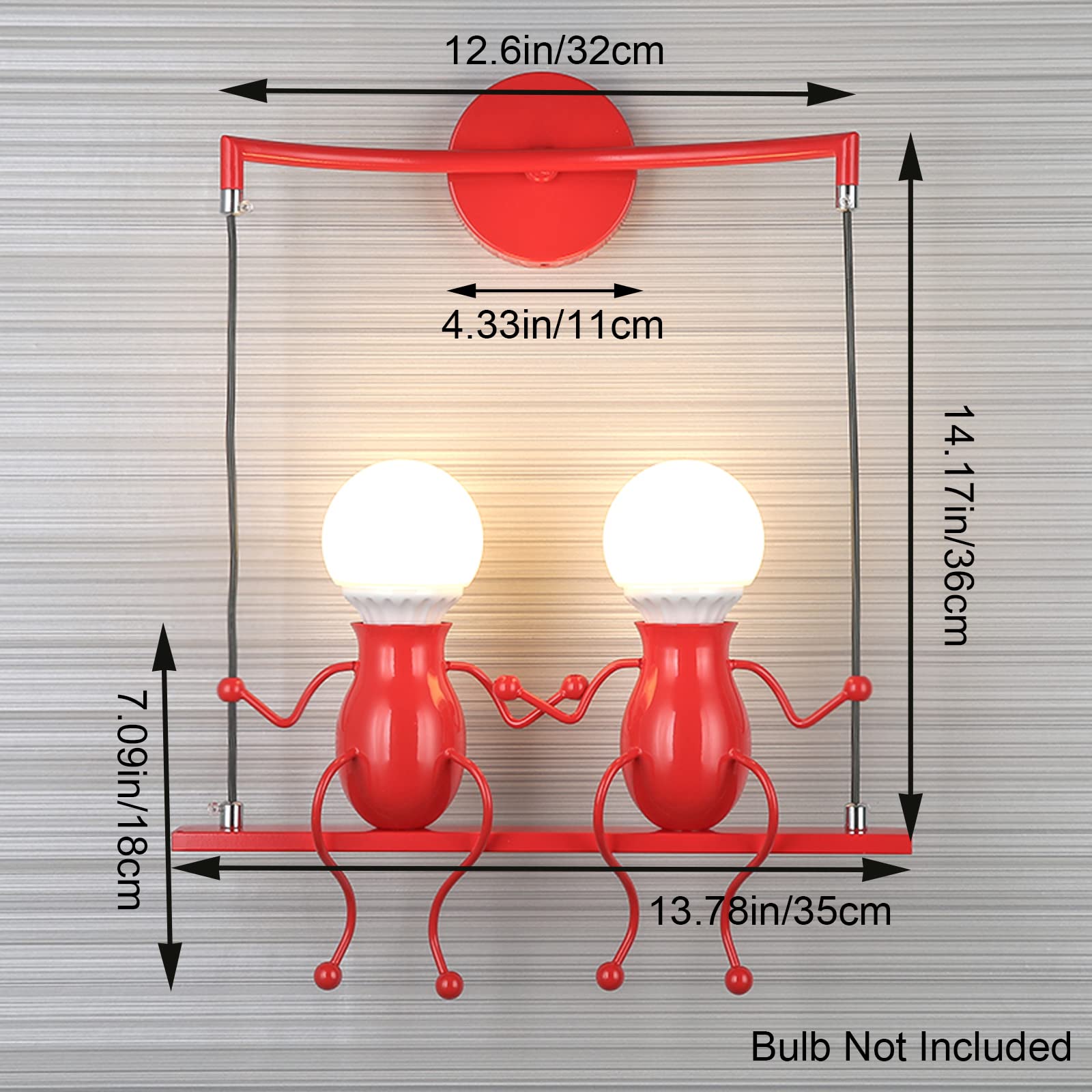 Wall Light Fixtures Indoor Creative LED Lights for Bedroom Cartoon Double Little People Swing Wall Lamp Mini Doll Wall Sconces C