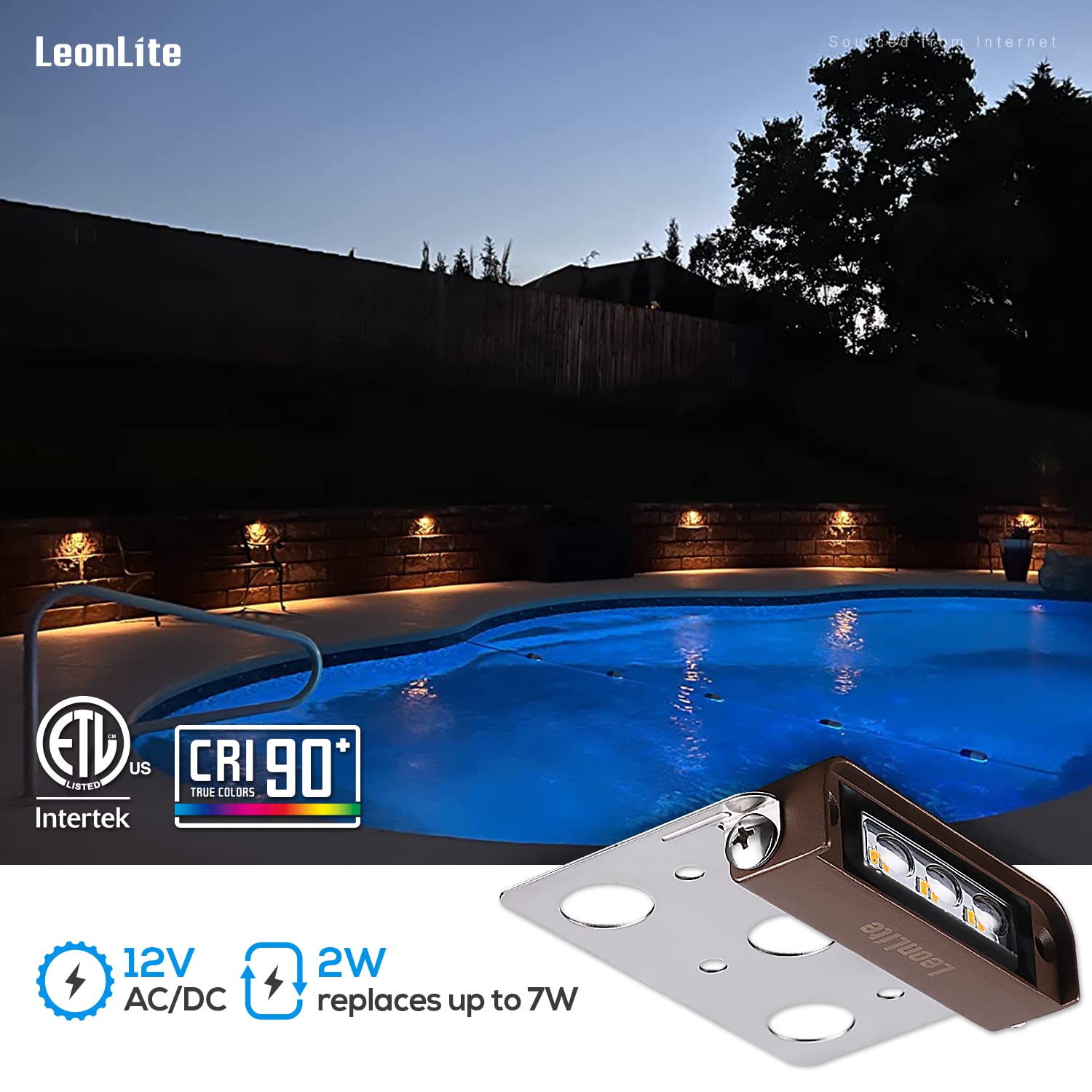 LEONLITE 4 Inch 2W LED Retaining Wall Lights, Warm White, Die-Casted Aluminum, Model 59932, Low Voltage Hardscape Lighting