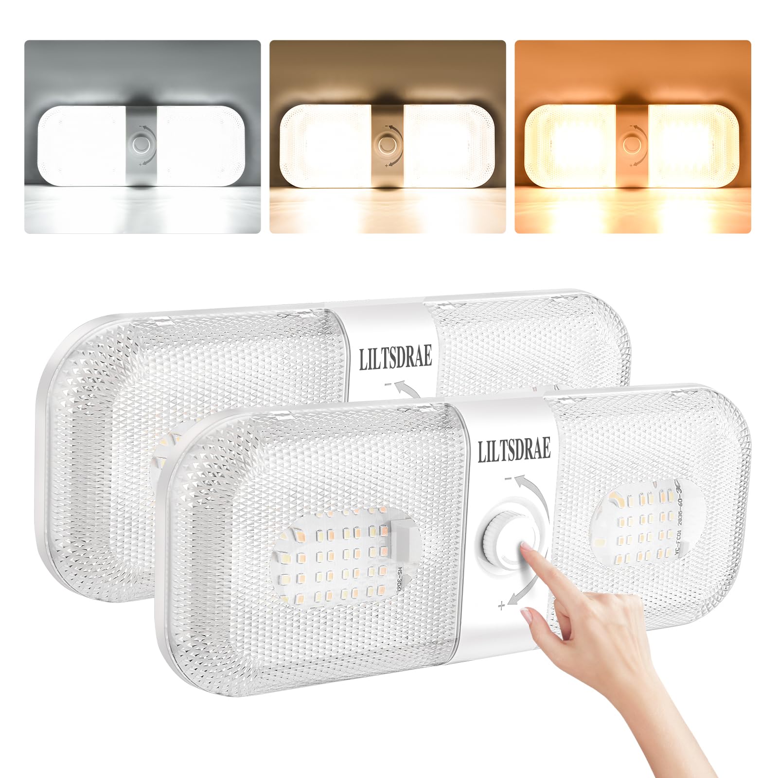 LILTSDRAE RV Dome Lights, 1700LM Super Bright LED, 12V, 3 Color (Cold/Warm/Natural), 4.6inx11.8inx1