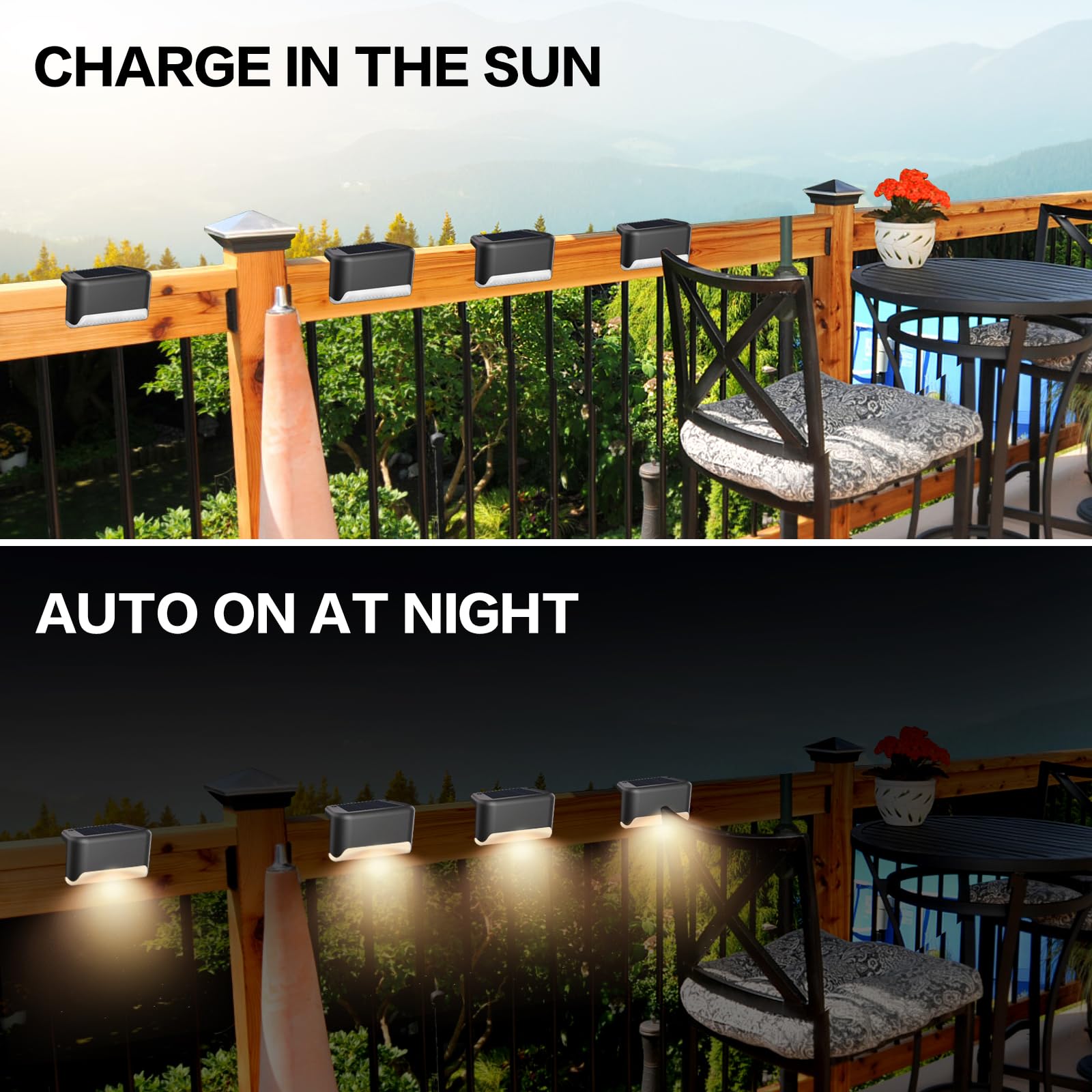 Bkbb Ppbb Solar Deck Lights Outdoor, 4Pcs Solar Step Lights, Waterproof Led Solar Lights For Outdoor Stairs, Step, Fence, Yard,