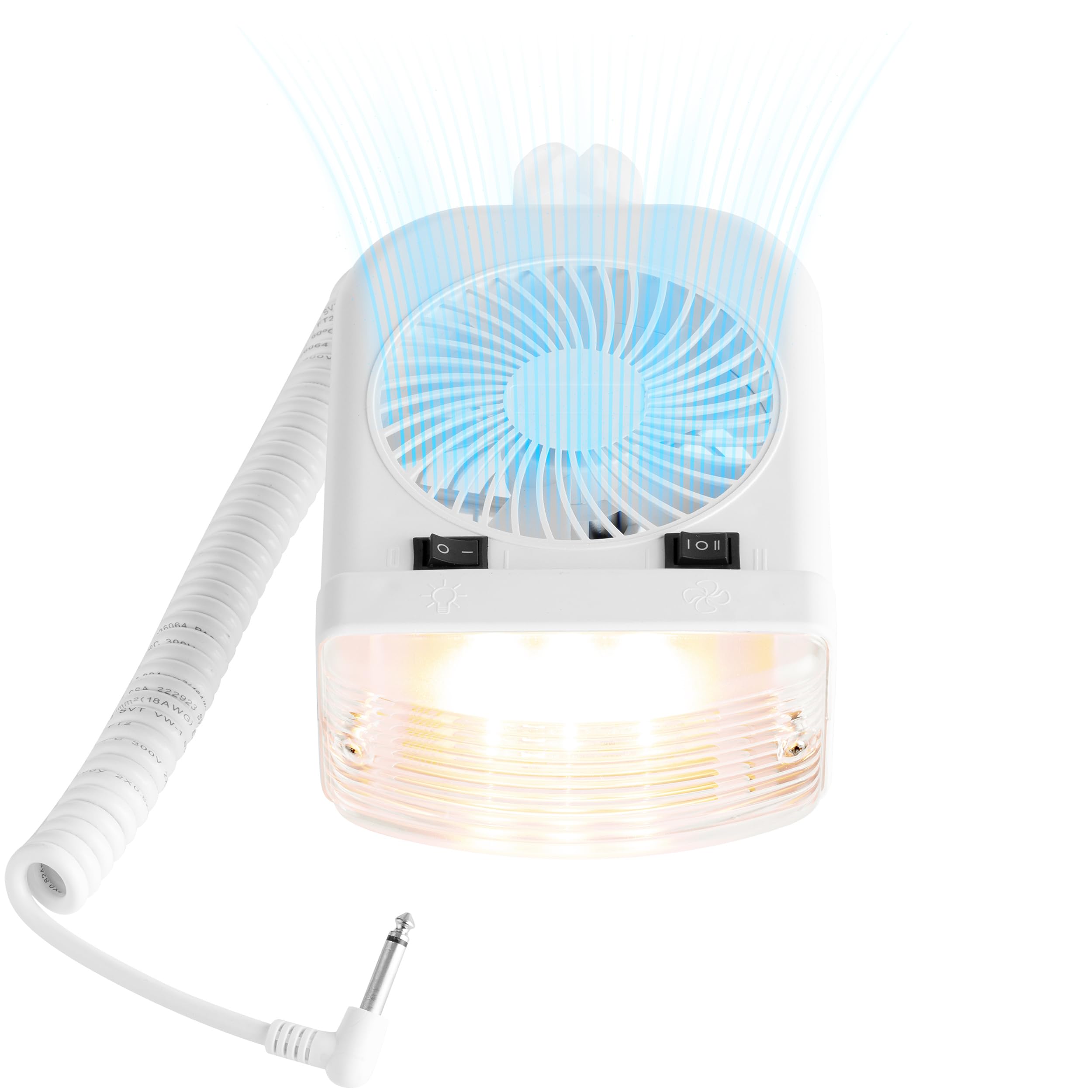 Lumitronics Rv Portable 12V Led Interior Bunk Light And 2-Speed Personal Fan Combo - Quiet Motor - Reading Light With Extendable 8-Foot Cord - On/Off Switch - Mounting Brackets Included