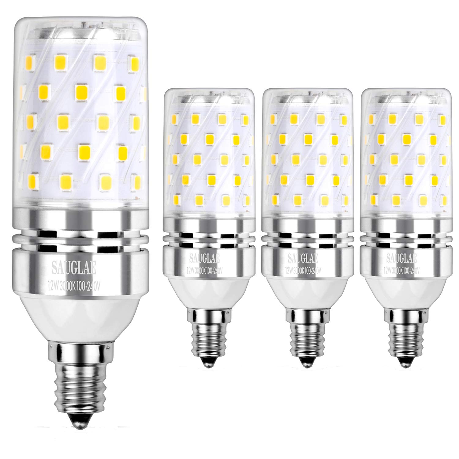 Sagel E12 LED Corn Bulbs 12W, 100W Equivalent, Warm White 3000K, Non-Dimmable, 1200Lm, 4-Pack