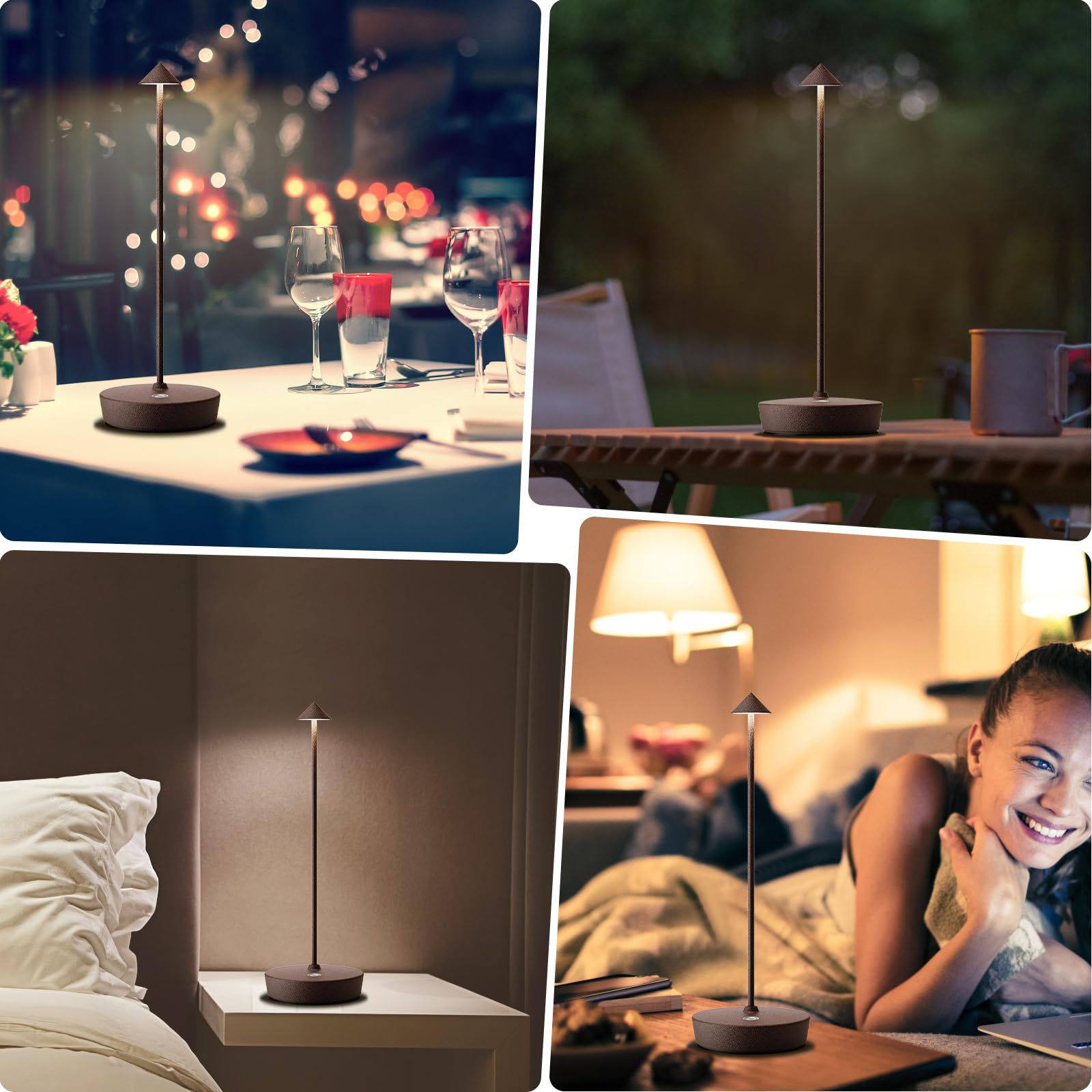 Yiben 2Pack Rechargeable Cordless Table Lamp, Portable Powered Led Battery 6000Mah Metal Usb Desk Lamp, 3 Levels Brightness Ligh