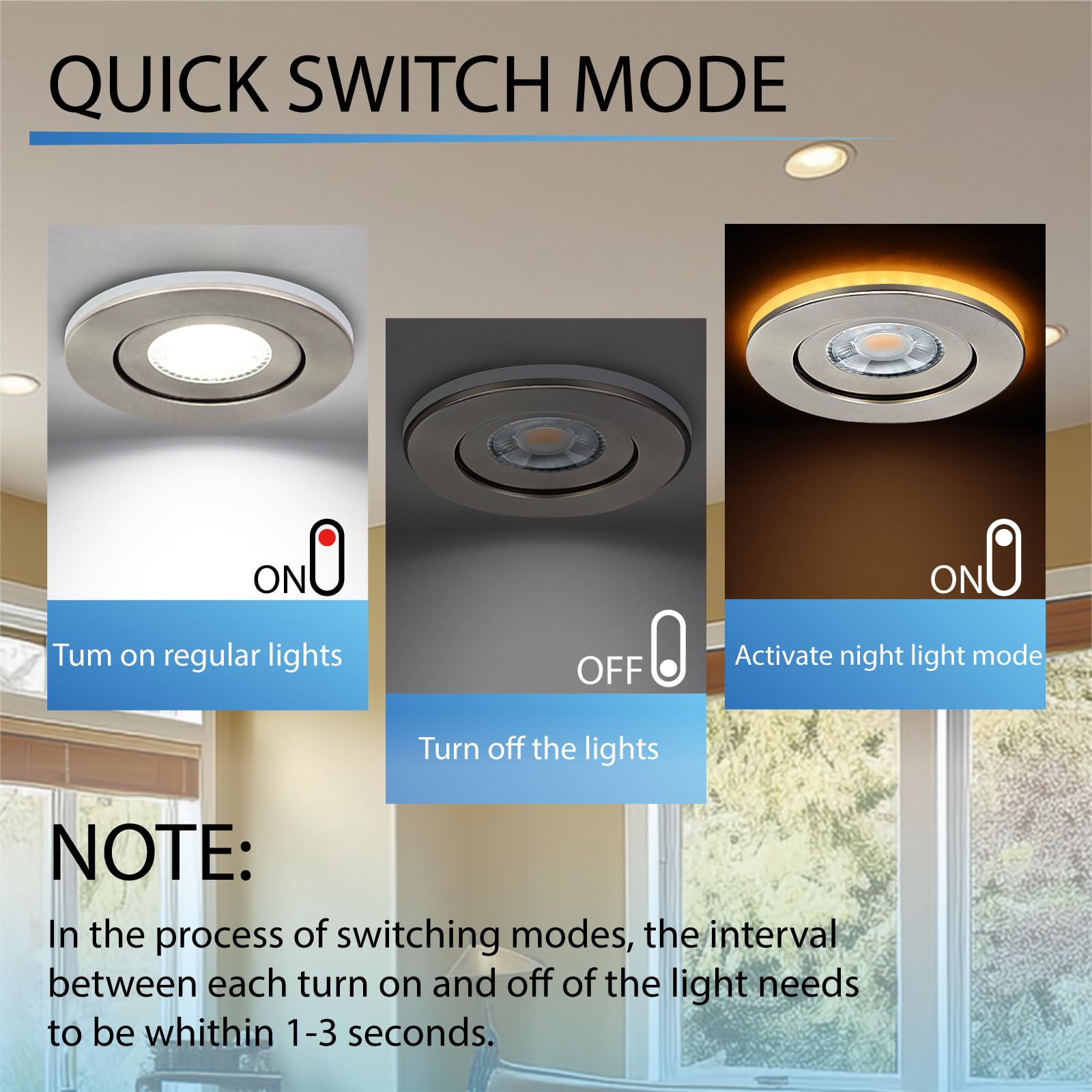 KnLnny Ware 4 Inch Brushed Nickel Recessed Lights, 6 Pack, Dimmable, 9W 750LM, 5CCT Selectable, Adjustable, with Night