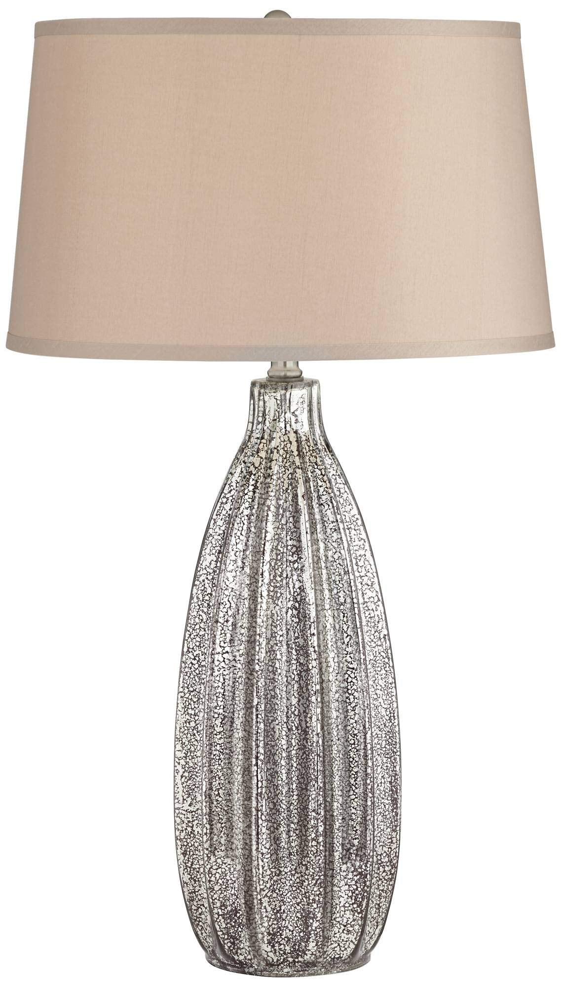 360 Lighting Stella Modern Table Lamp 30 Tall Fluted Mercury Ribbed Glass Taupe Tapered Drum Shade Decor for Bedroom Living Room House Home Bedside Nightstand Office Entryway Kids Family
