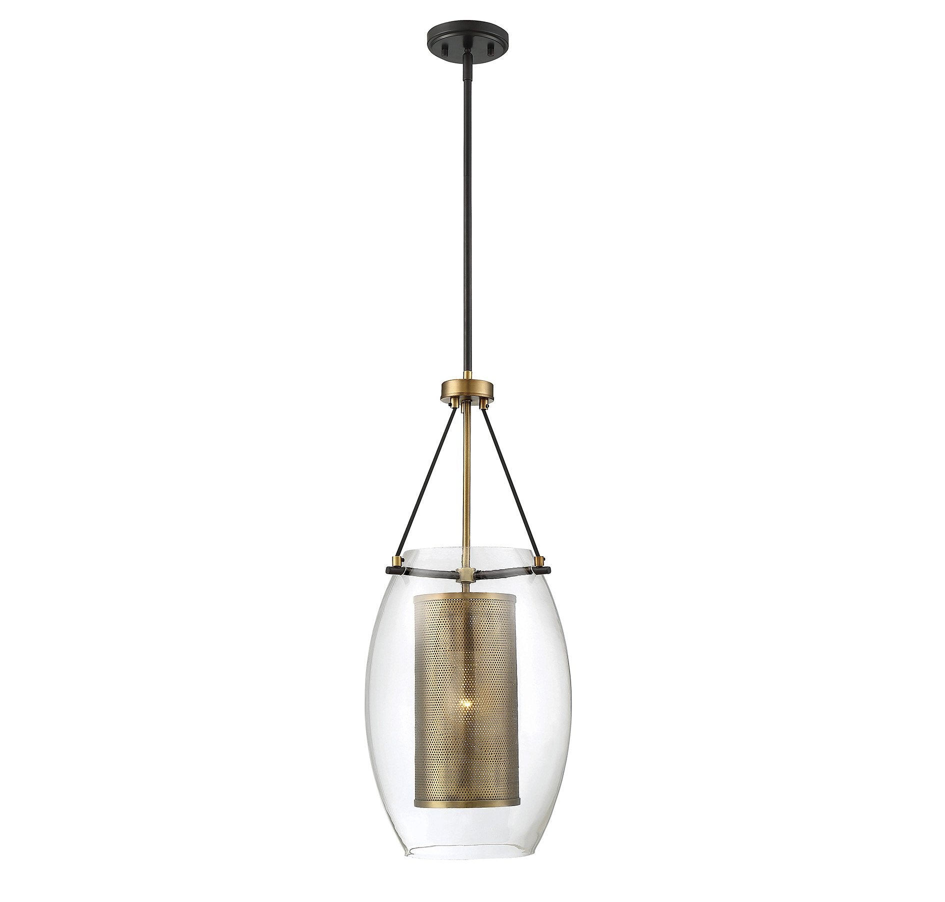 Savoy House 7-9063-1-95 Dunbar Brian Thomas Designed Industrial Bohemian Clear Glass/Metal Pendant, 1-Light 60 Watt, 29 H x 12 W