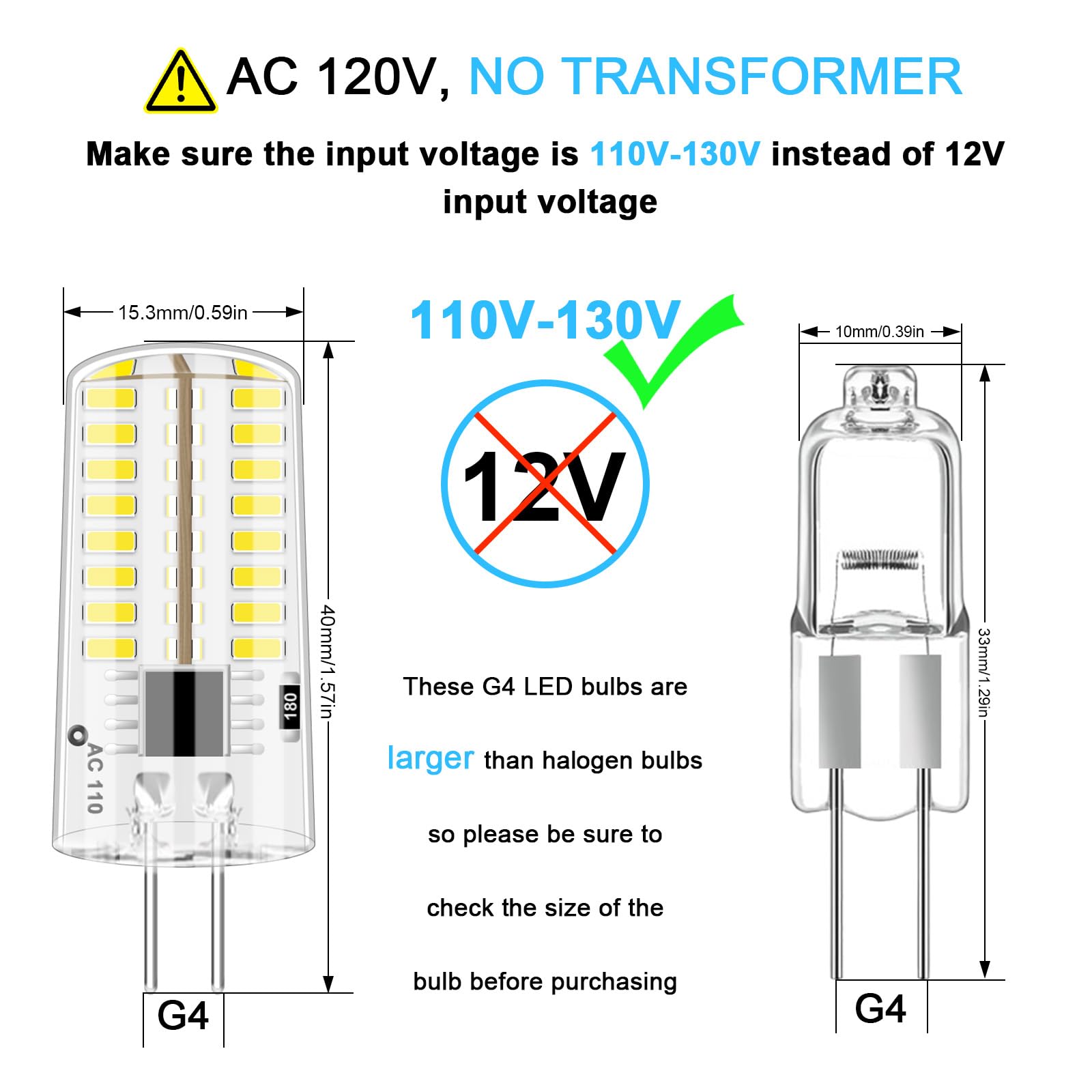 Lflampon 10Pcs G4 Led Bulbs Ac110V-130V Dimmable, 2.6W Equivalent To 20 Watt Incandescent Bulb, 280 Lumens 360Beam Angle Silicon