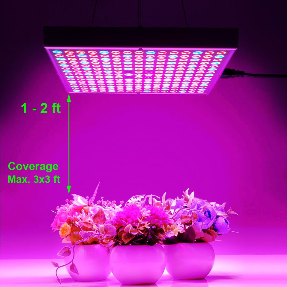 I-Venoya Led Grow Light For Indoor Plants Growing Lamp 225 Leds Uv Ir Red Blue Full Spectrum 75W Led Plant Lights Bulb Panel For Hydroponics Greenhouse Seedling Veg And Flower (2 Pack)