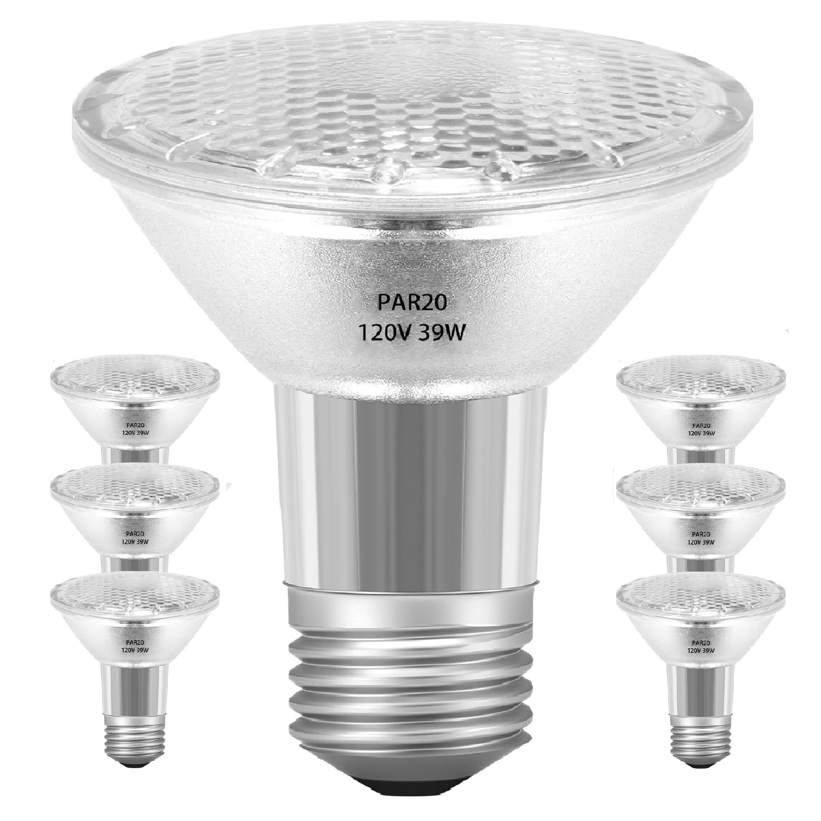Jaenmsa Par20 39W 120V Floodlight Bulbs, 6 Pack Par20 39 Watt Eco Halogen Light Bulbs E26 120V Reflector Dmimable Warm White 280