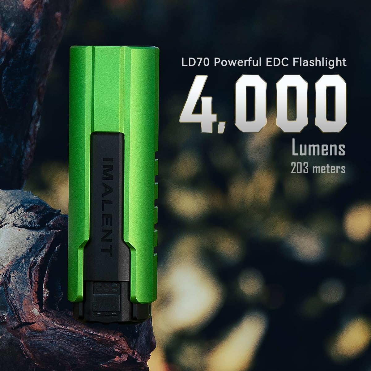 IMALENT LD70 Pocket Flashlight, 4000 Lumens, Rechargeable, Aluminum, Fruit Green