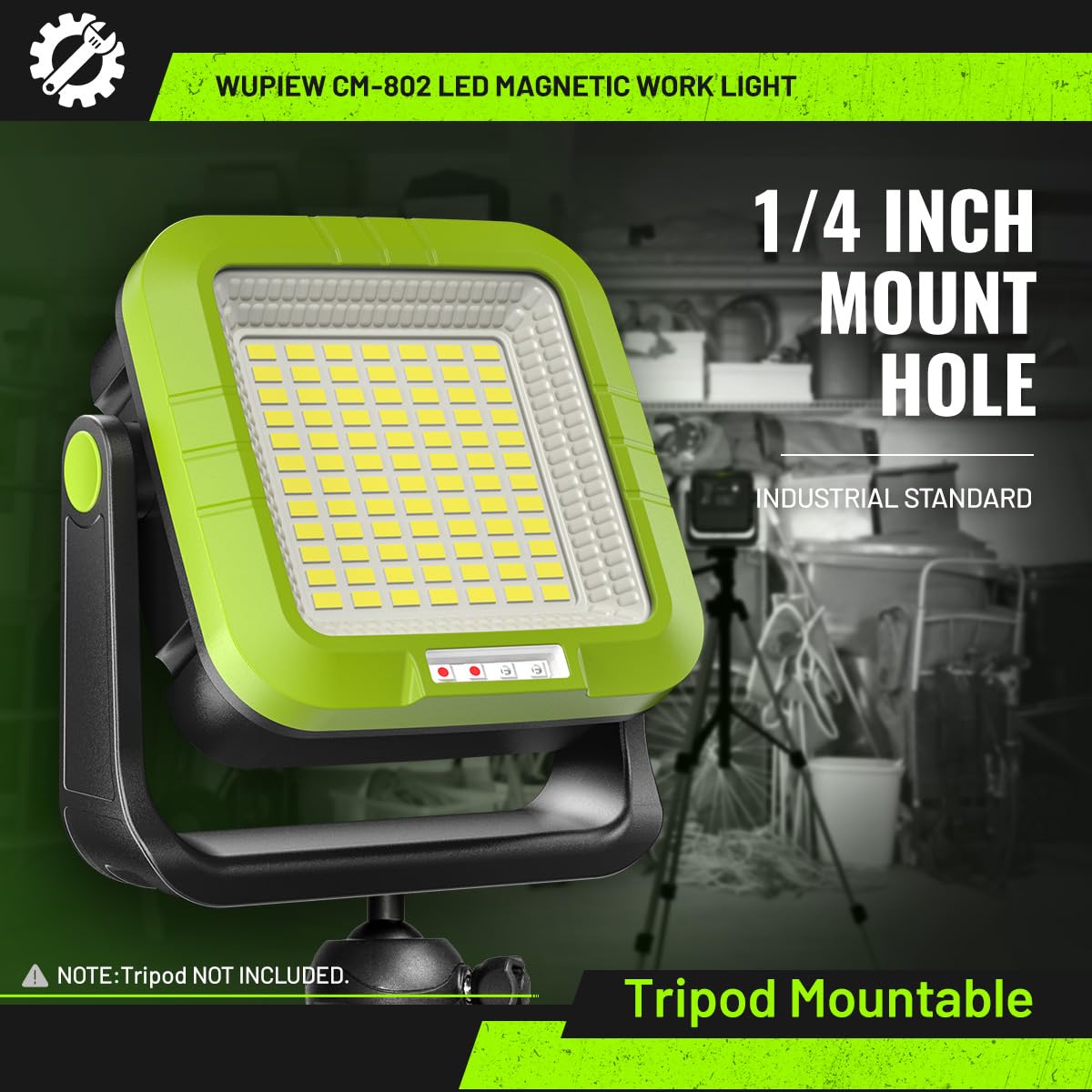 Wupiew Magnetic Work Light Rechargeable Led Tripod Work Light Flood Light Worklight Portable Cordless Trouble Light,Repair Lamp,