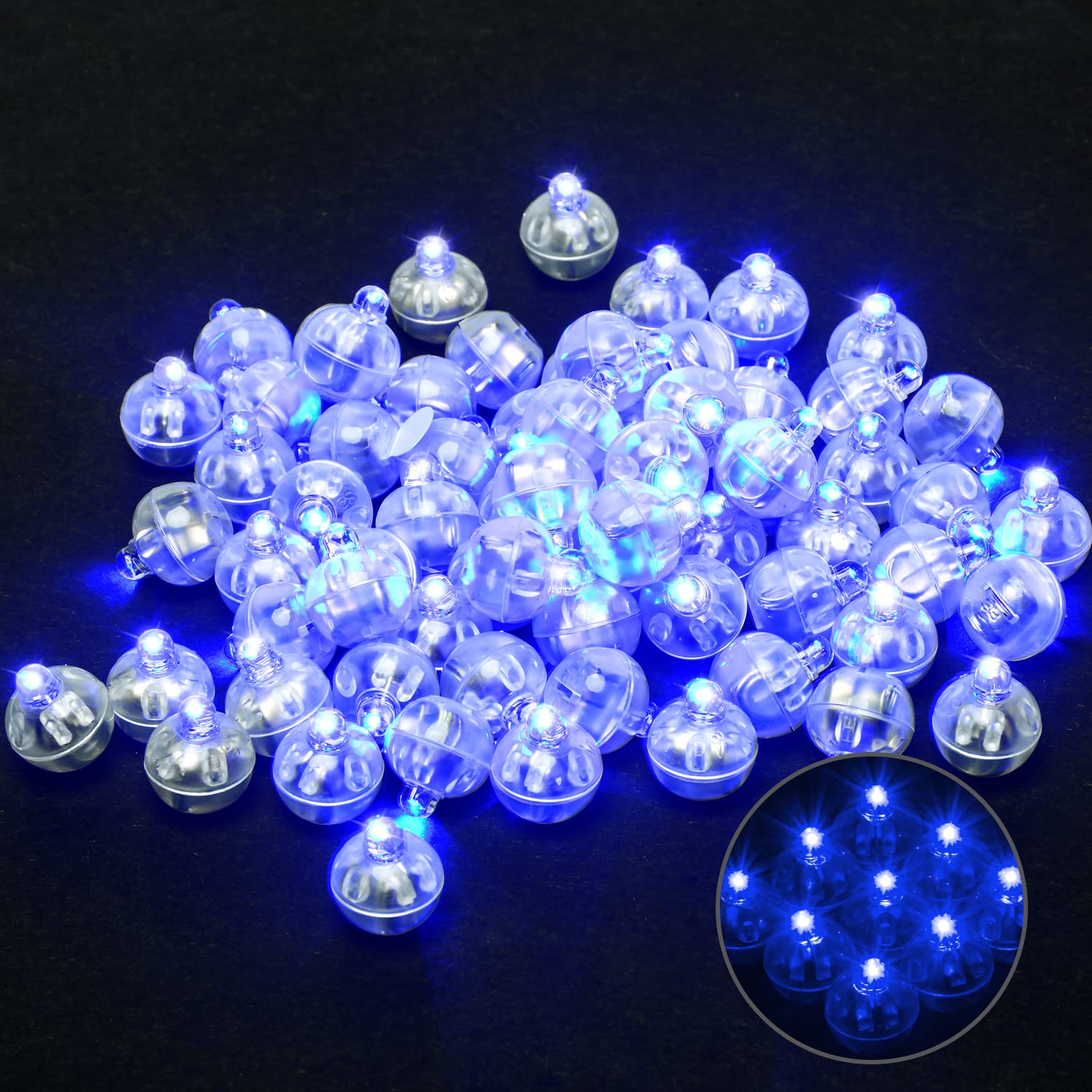 Xthuge Mini Round LED Balloon Lights, 100 Pcs, Plastic, Blue, Model XT123 - Party and Wedding Decoration