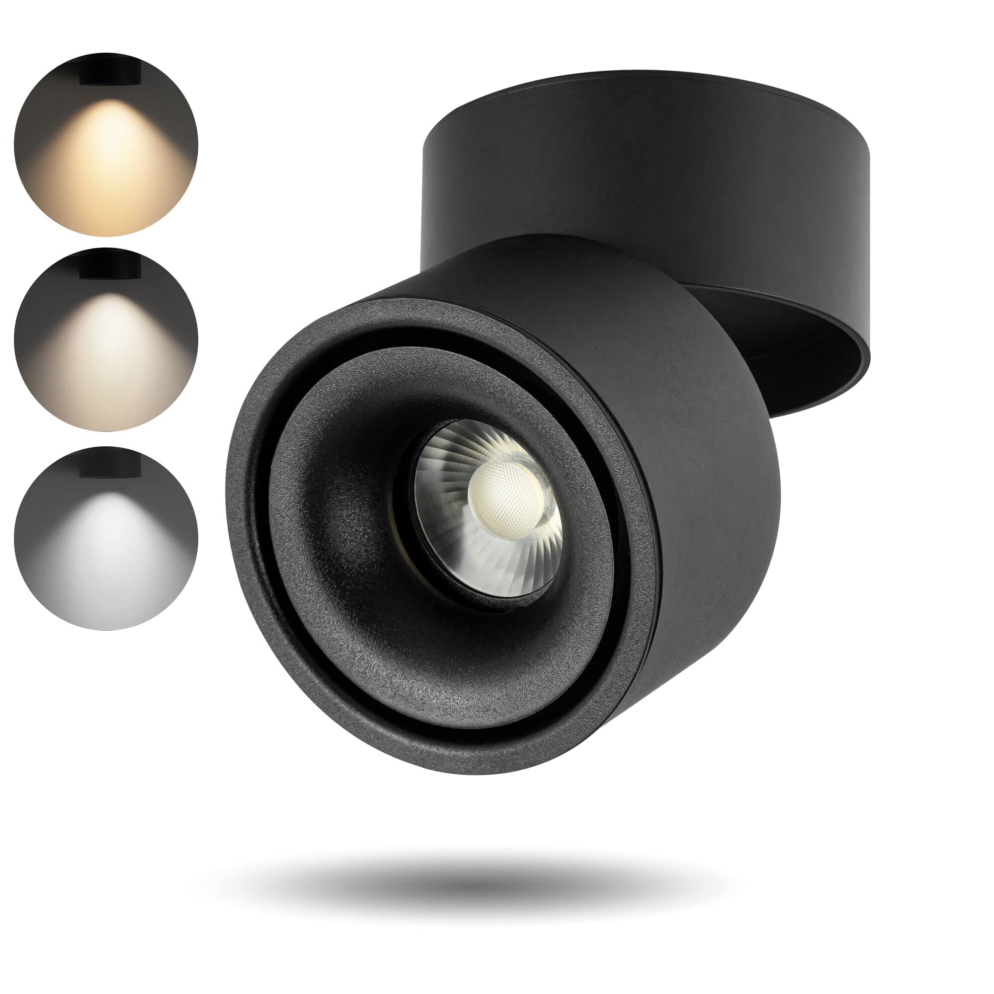 SUNMEIYI LED Dimmable Ceiling Spotlight 12W 3CCT 3000K/4000K/5000K Adjustable Indoor Directional Spotlight Fixtures for Room Liv