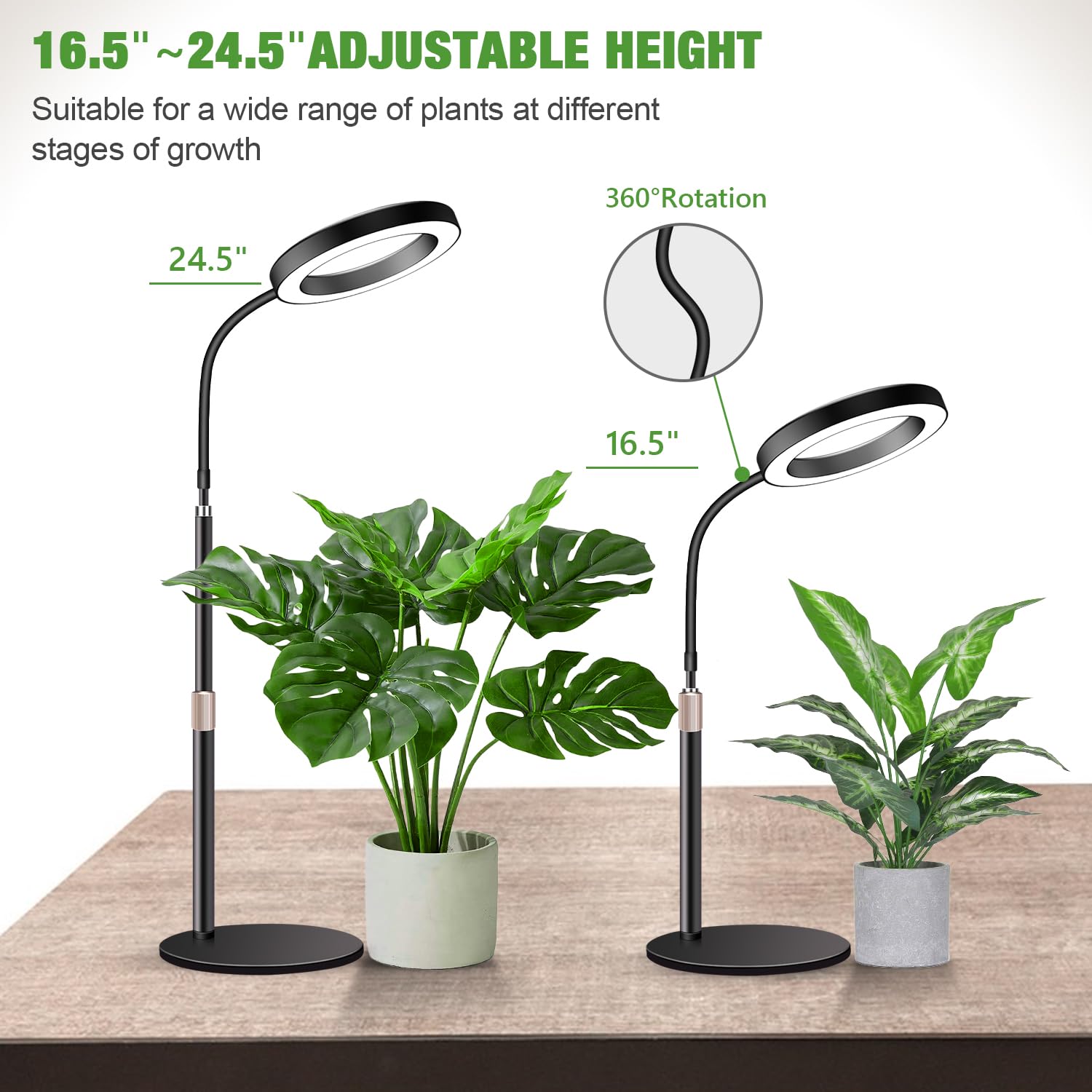 Garpsen Grow Lights for Indoor Plants, 80 LEDs, Full Spectrum, Adjustable 16.5-25", Aluminum, Red, Model BL-B20A