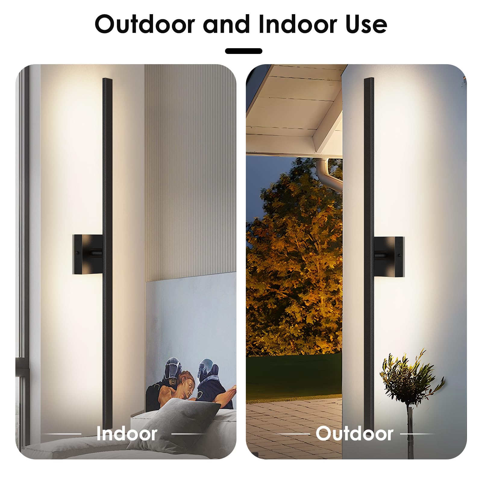 Beslowe 2-Pack 46.88Inch Long Outdoor Wall Lights, Modern Led Exterior Lighting Fixtures Wall Mount, Waterproof Porch Lights Out
