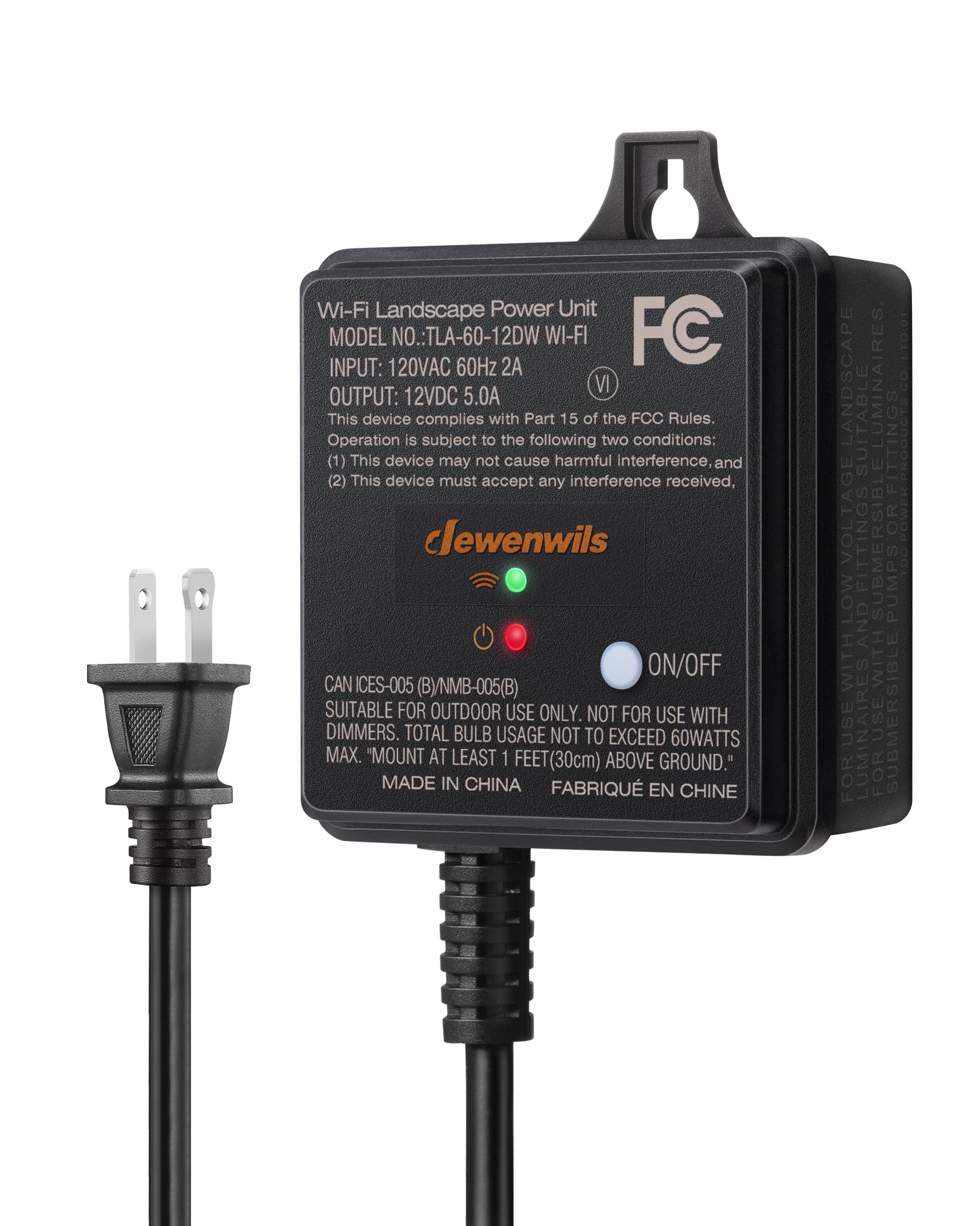 DEWENWILS 60W WiFi Low Voltage Transformer, 120V AC to 12V DC, Smart Outdoor Low Voltage Landscape Transformer with Timer, Work 